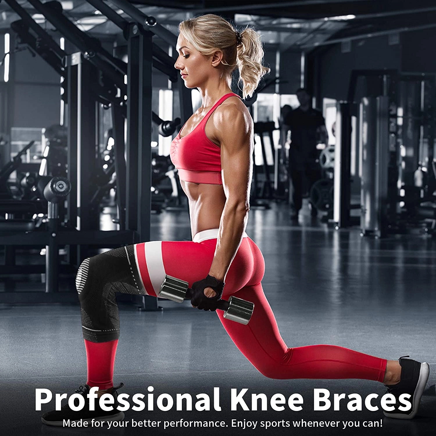 Knee Support Compression Sleeve with Side Stabilizers 4
