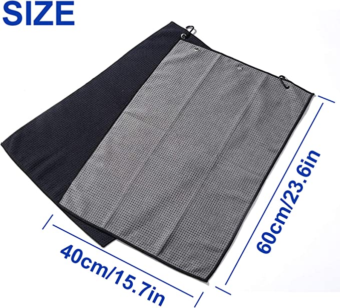 Microfiber Fabric Waffle Pattern Golf Towels w/Carabiner Clip 4