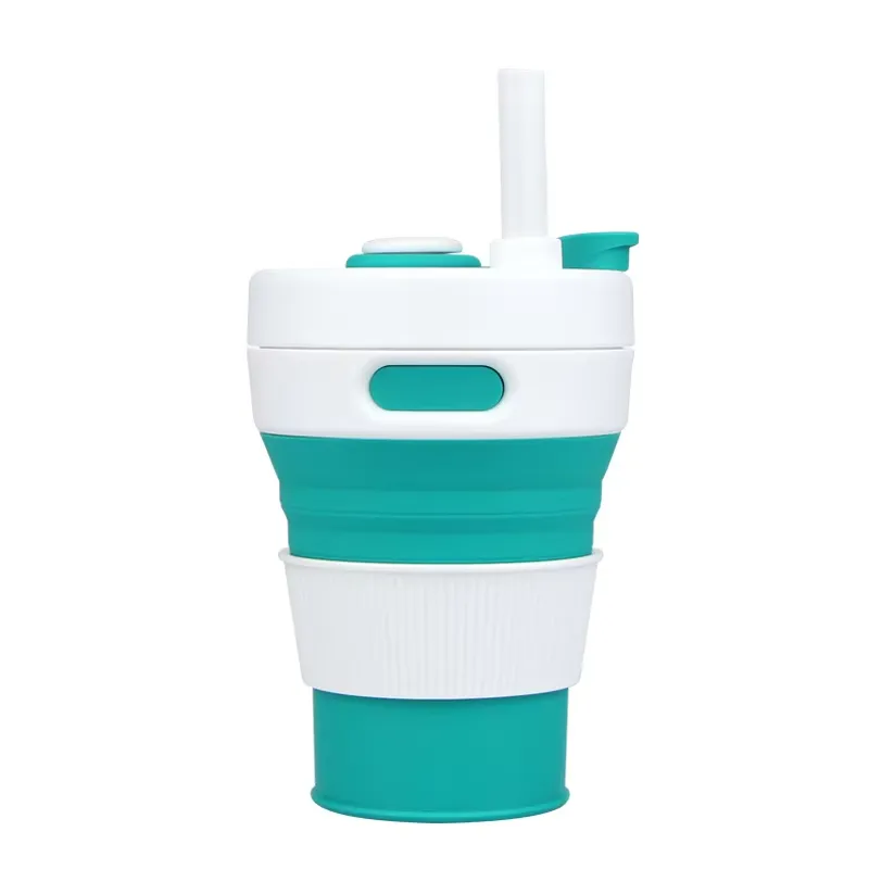 15 Oz. Portable Silicone Foldable Sippy Cup W/Drinking Straw 6
