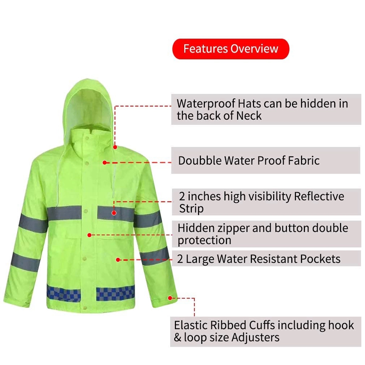 Reflective Raintcoat Sets with Pants 3