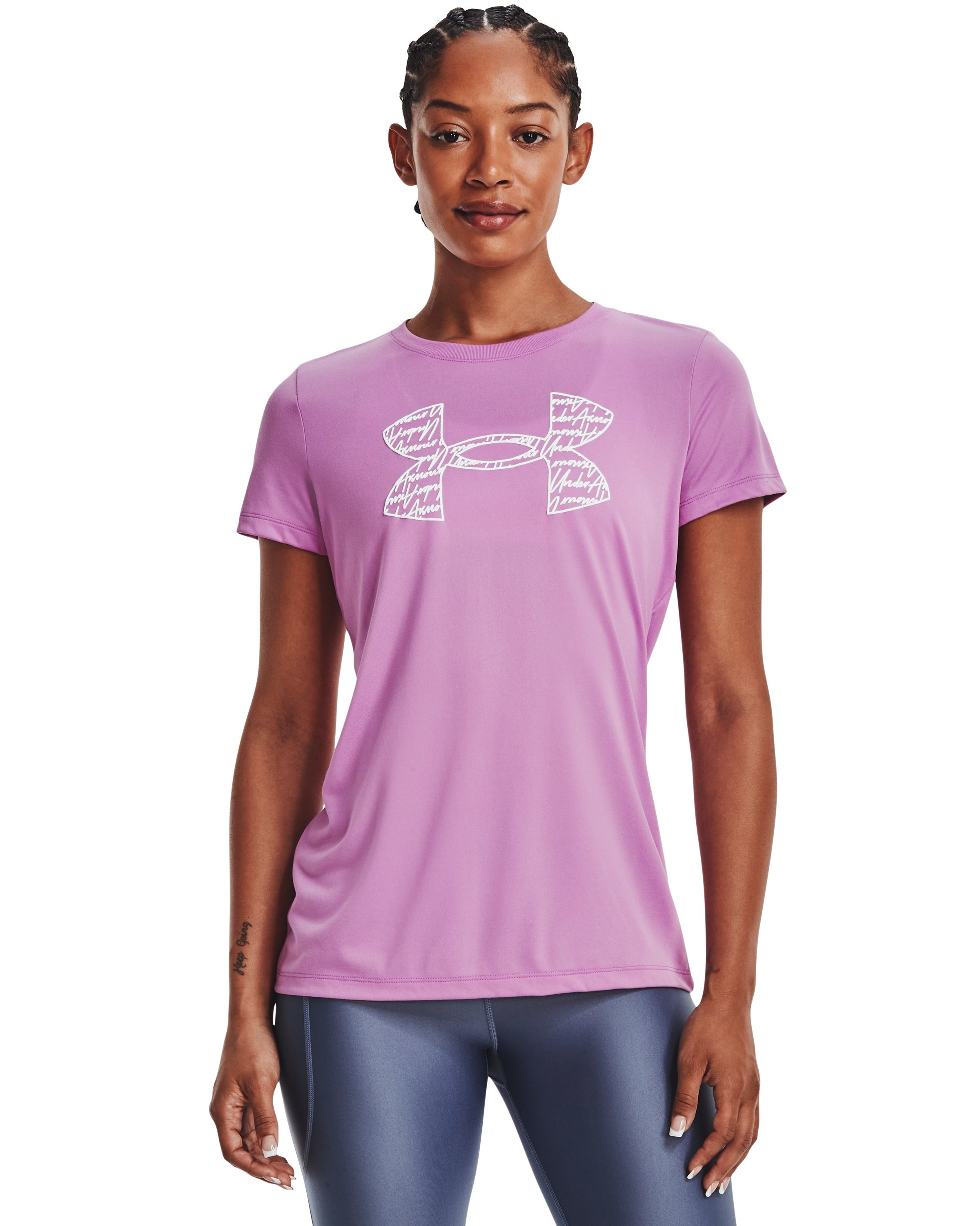 Women's UA Tech Script Logo Short Sleeve  3
