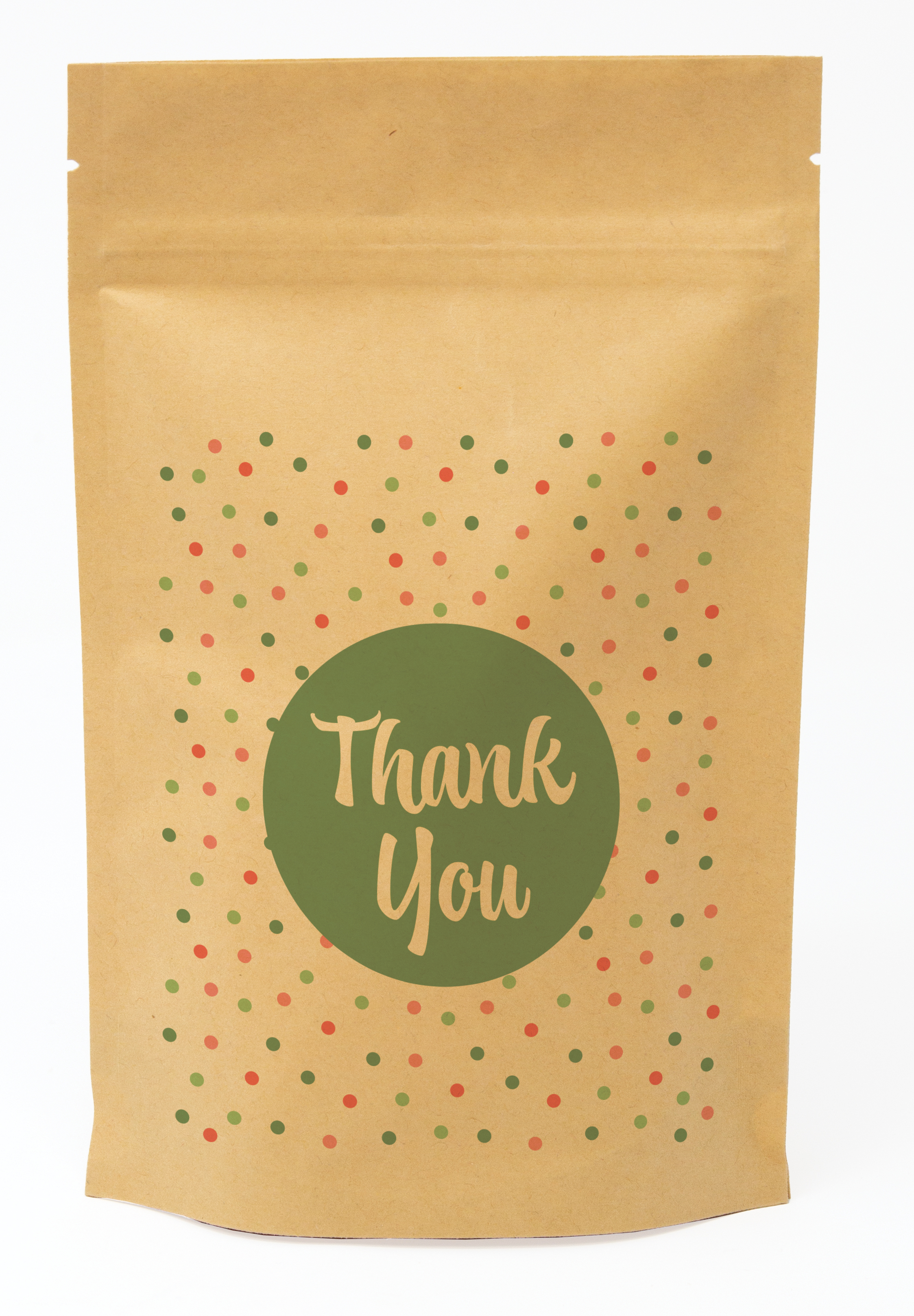 Polka Dots Predesigned Kraft Barrier Pouch (5"W x 8"H x 2.5"D)