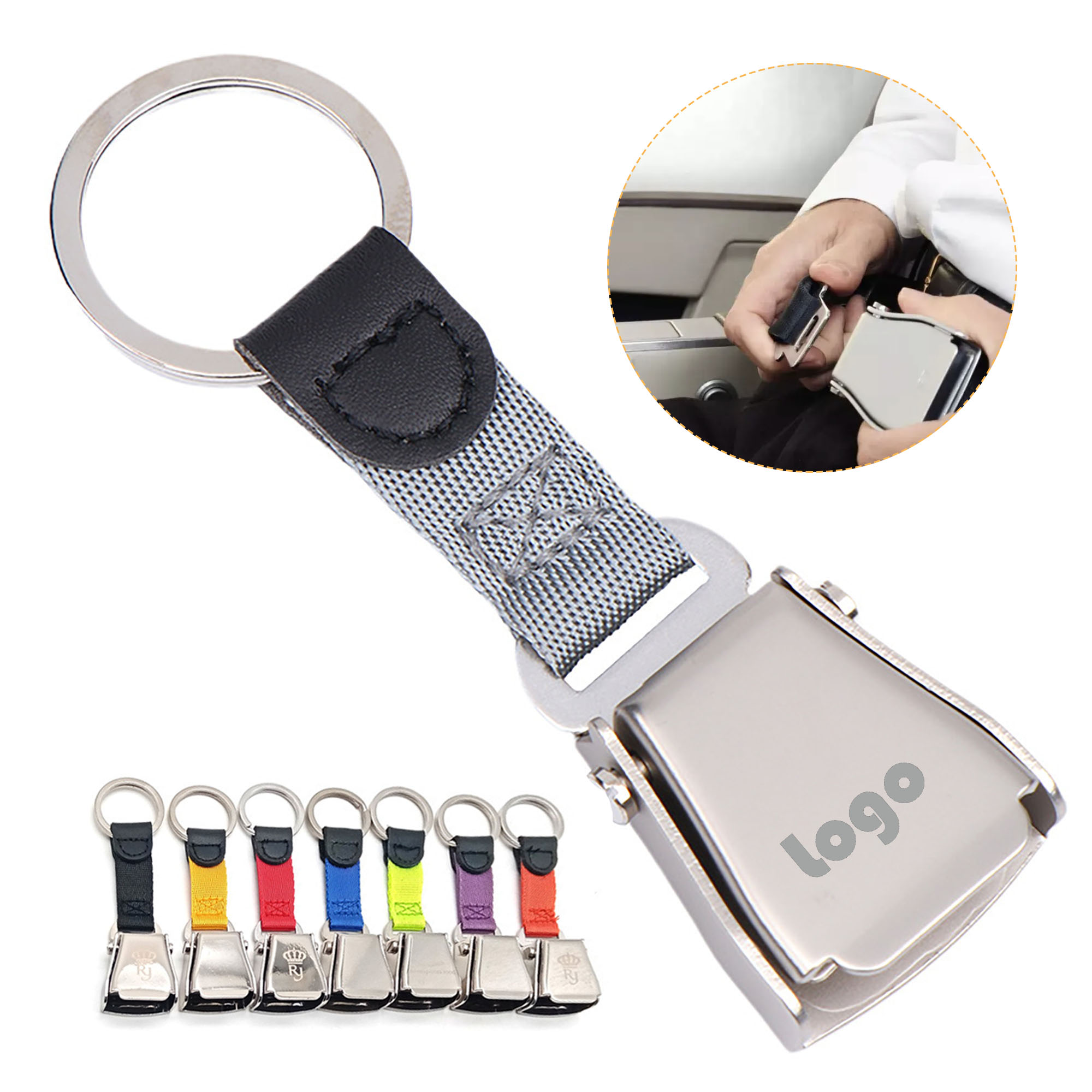 Metal Seatbelt Airplane Buckle KeyChain 4