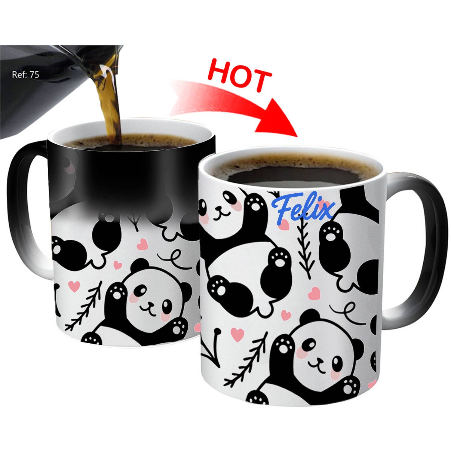 12oz Panda Ceramic Color-Changing Mug for Office