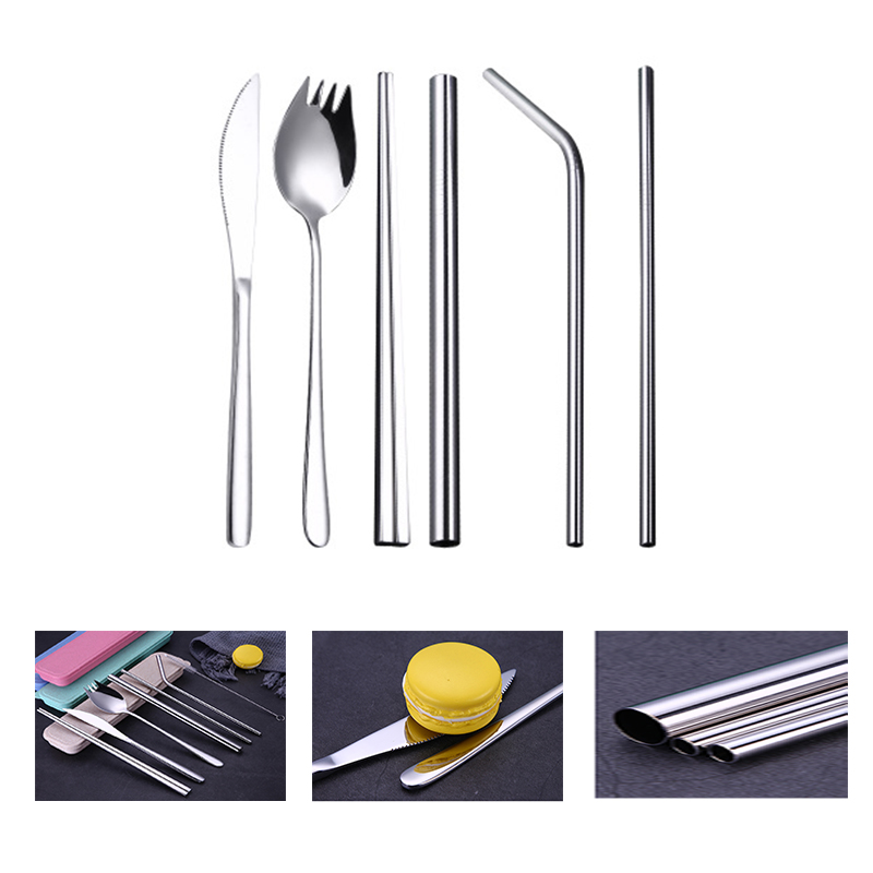 Stainless Steel Straw/Silverware Fork Spoon Straw Kit 2