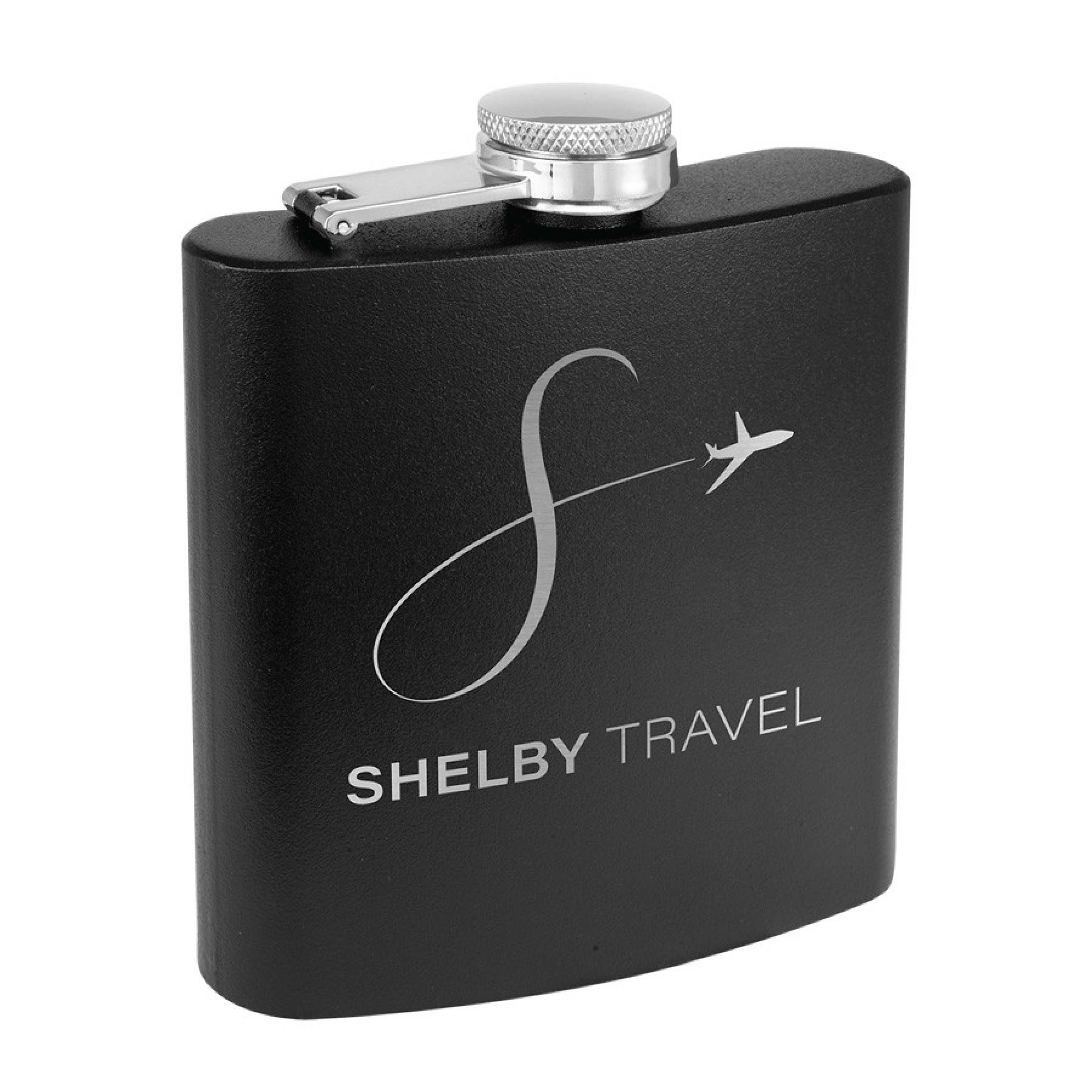 6oz. Matte Black Powder Coated Stainless Steel Flask