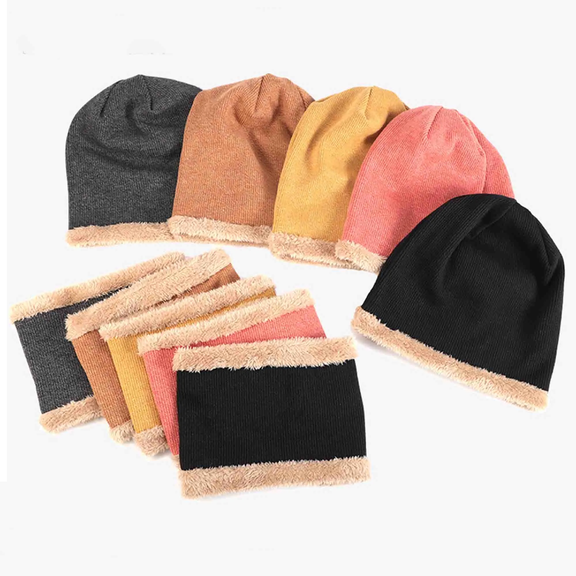 Winter Beanie Warm Hat Set with Neck Warmer Scarves 2