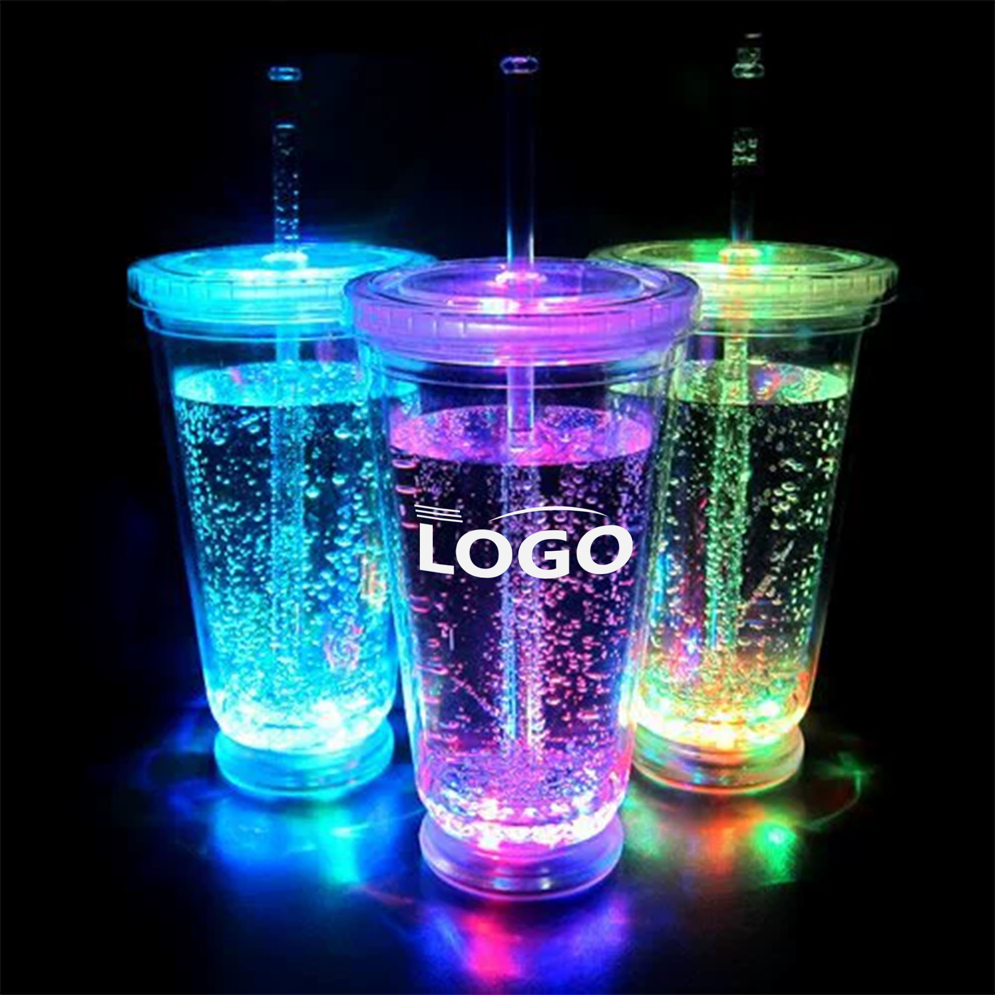 16oz Dual-Layer LED Glow Straw Cup 2