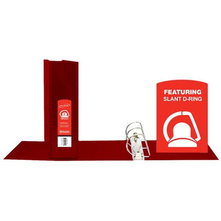 Slant-D 3 Ring View Binders - 2" Burgundy 2 Pockets 2