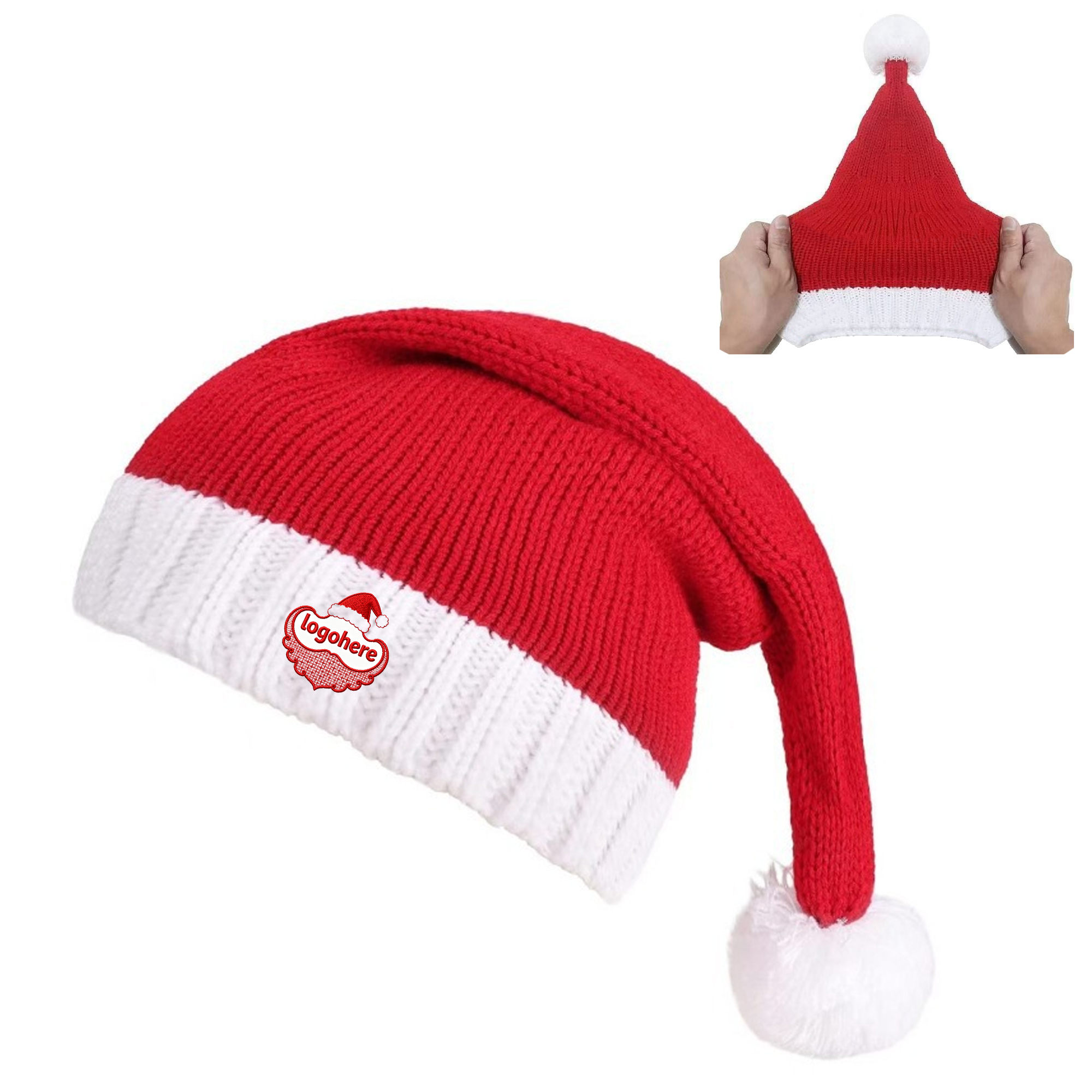 Personalized Festive Acrylic Knit Hat with Fluffy Ball 2