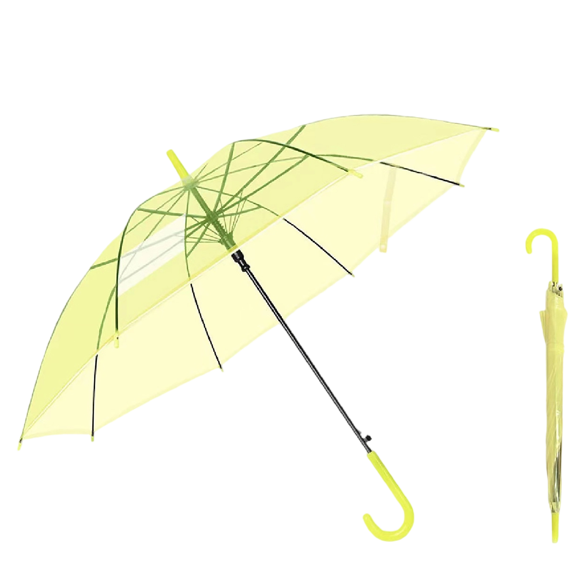 Clear PVC Umbrella With Crook Handle Auto Open 28" 2