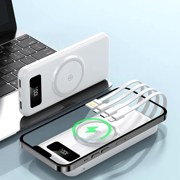20000mAh Wireless Charger Power Bank with Charging Cable 4