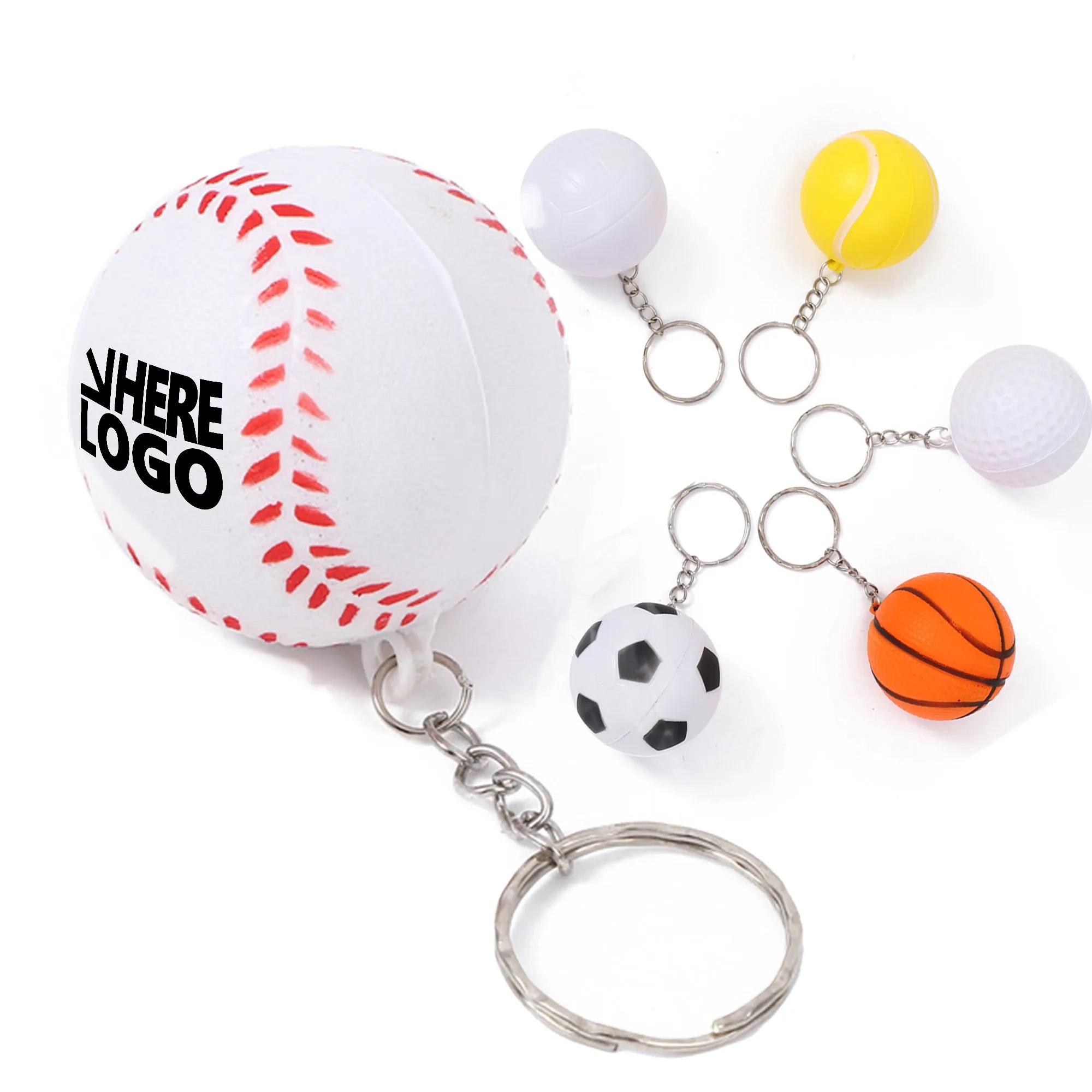 MOQ 20 Golf Ball Stress Reliever Keychain