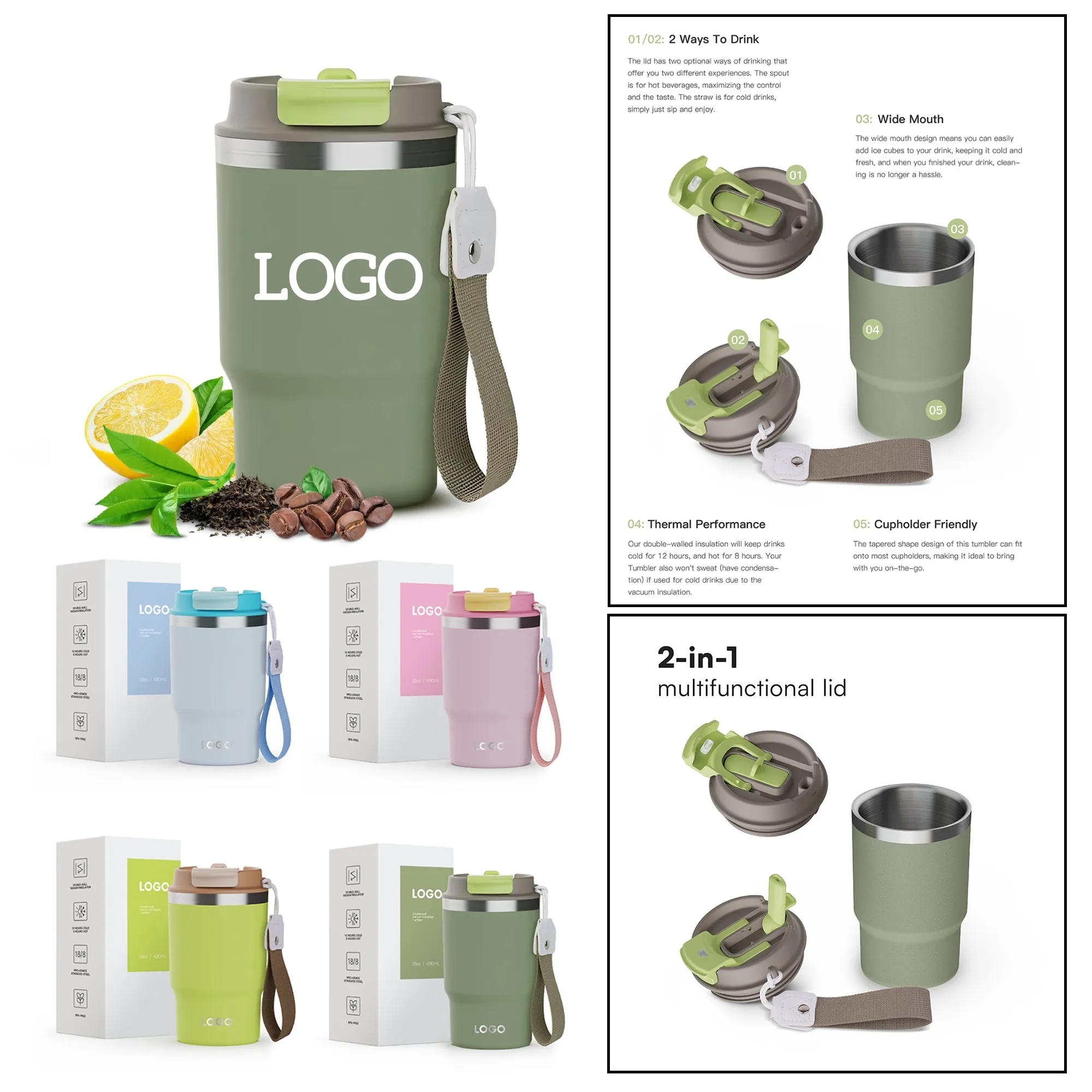 16 oz Stainless Steel Vacuum Coffee Mug 3
