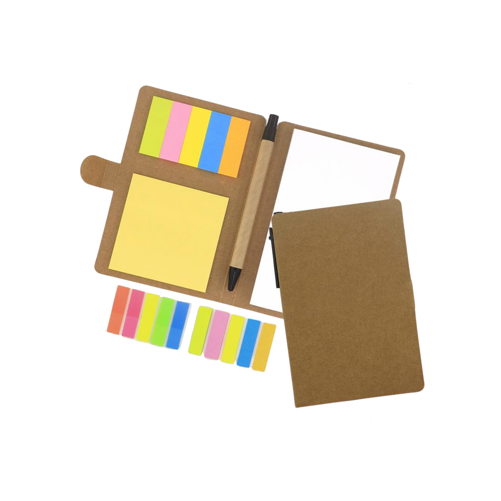 Kraft Paper Note Pad With Transparent Sticky Notes And Button Closure 4