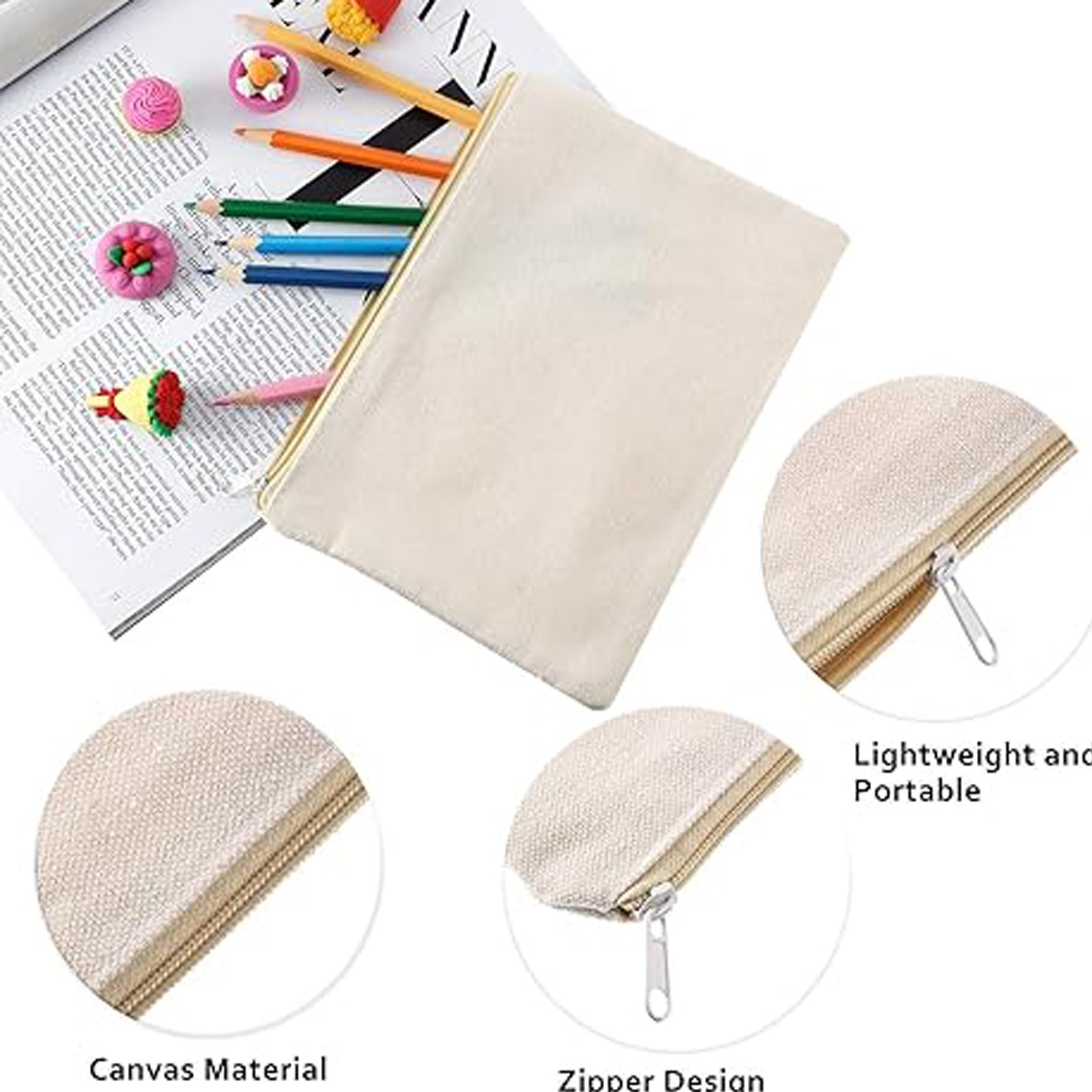 Multipurpose Cosmetics Bag Zipper Canvas Makeup Pouches 3
