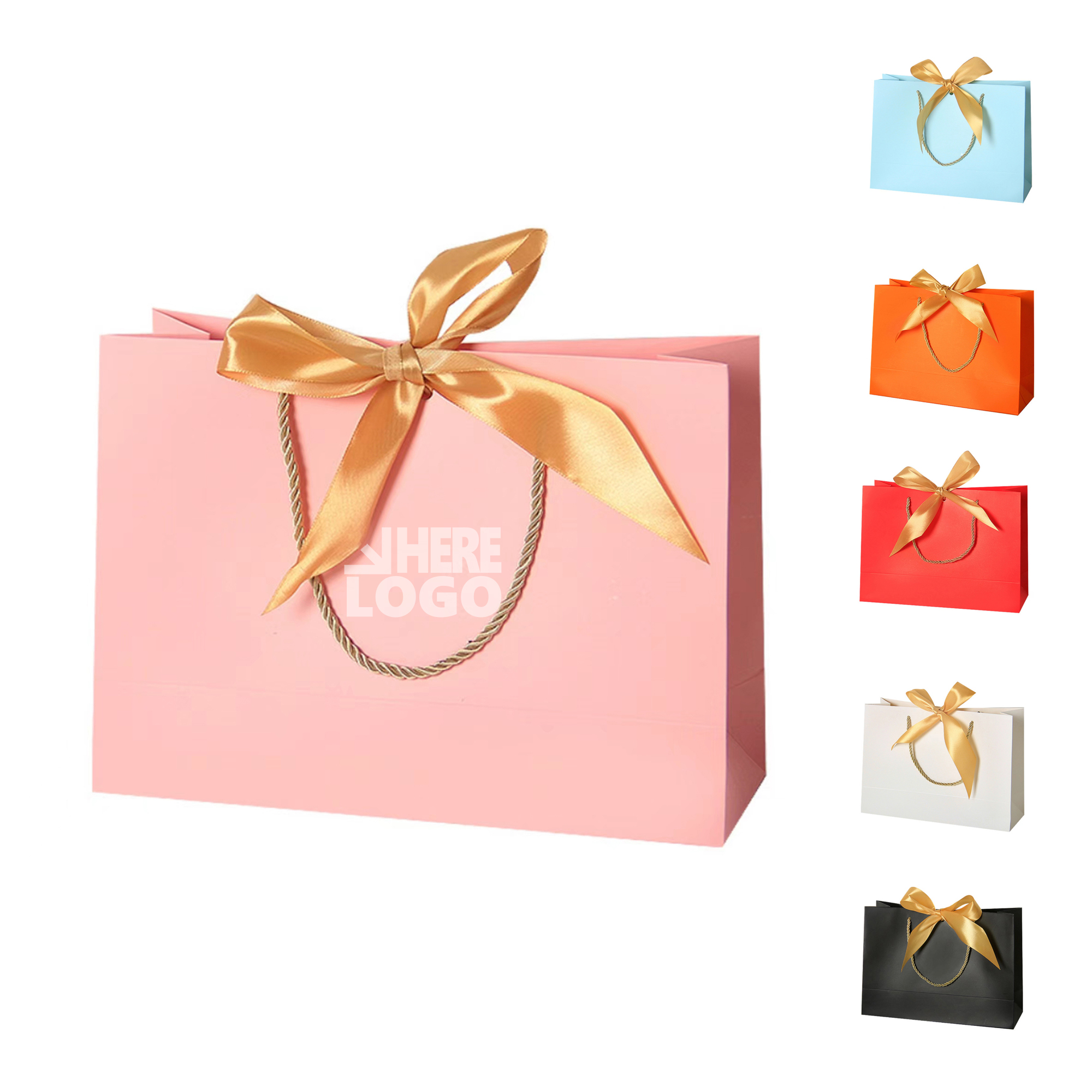 Holiday Gift Bags with Bow Ribbon 2