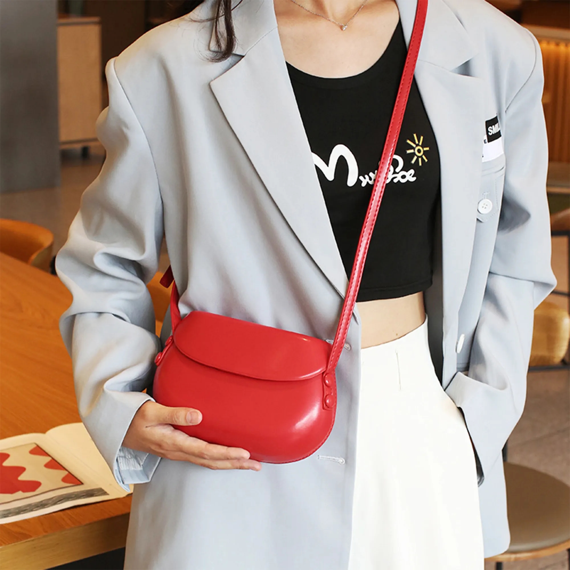 Leather Crossbody Saddle Bag 6