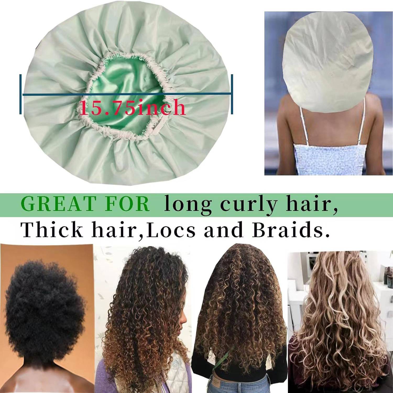 Reusable double layer waterproof shower cap 2