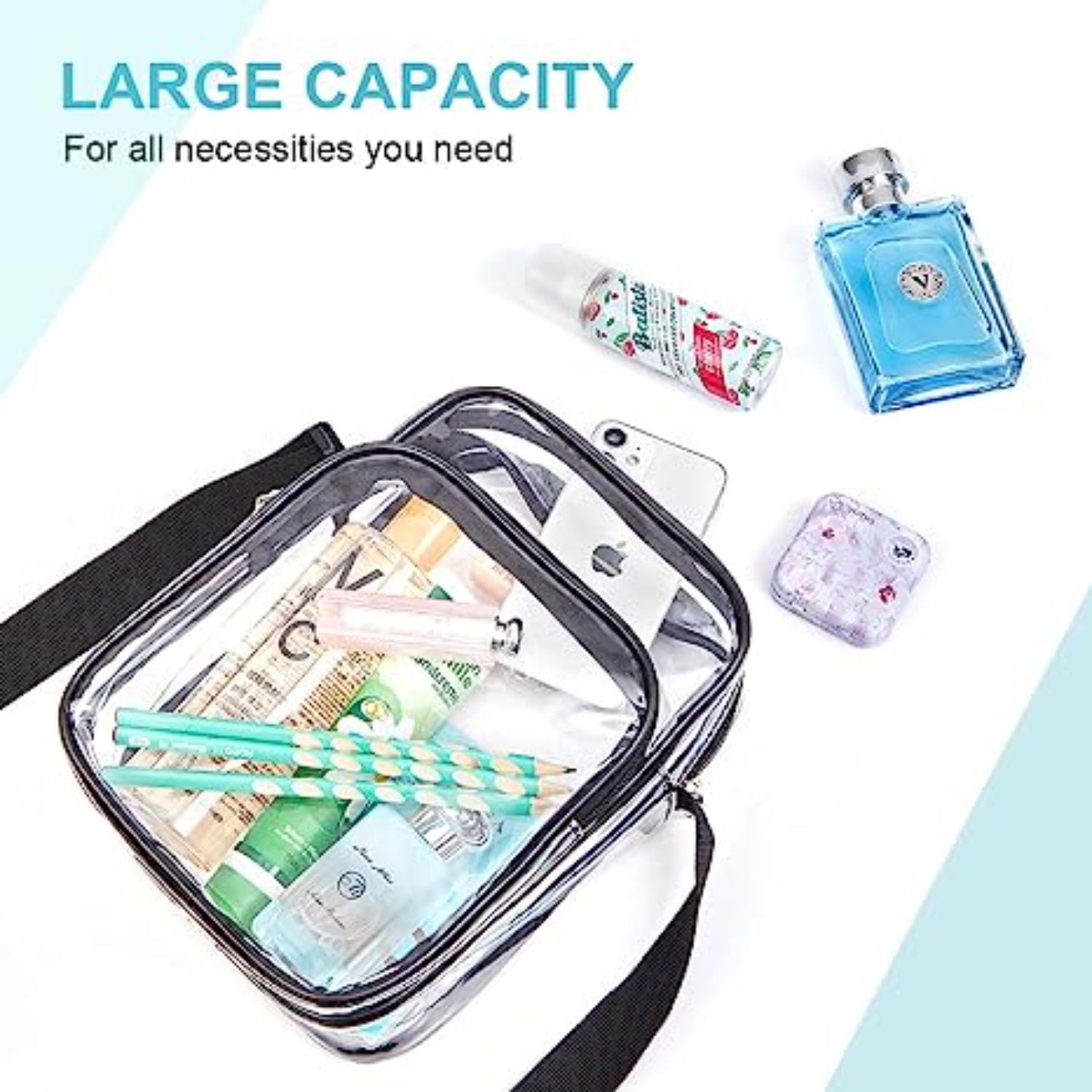 Clear PVC Crossbody Messenger Shoulder Bag with Adjustable Strap 12
