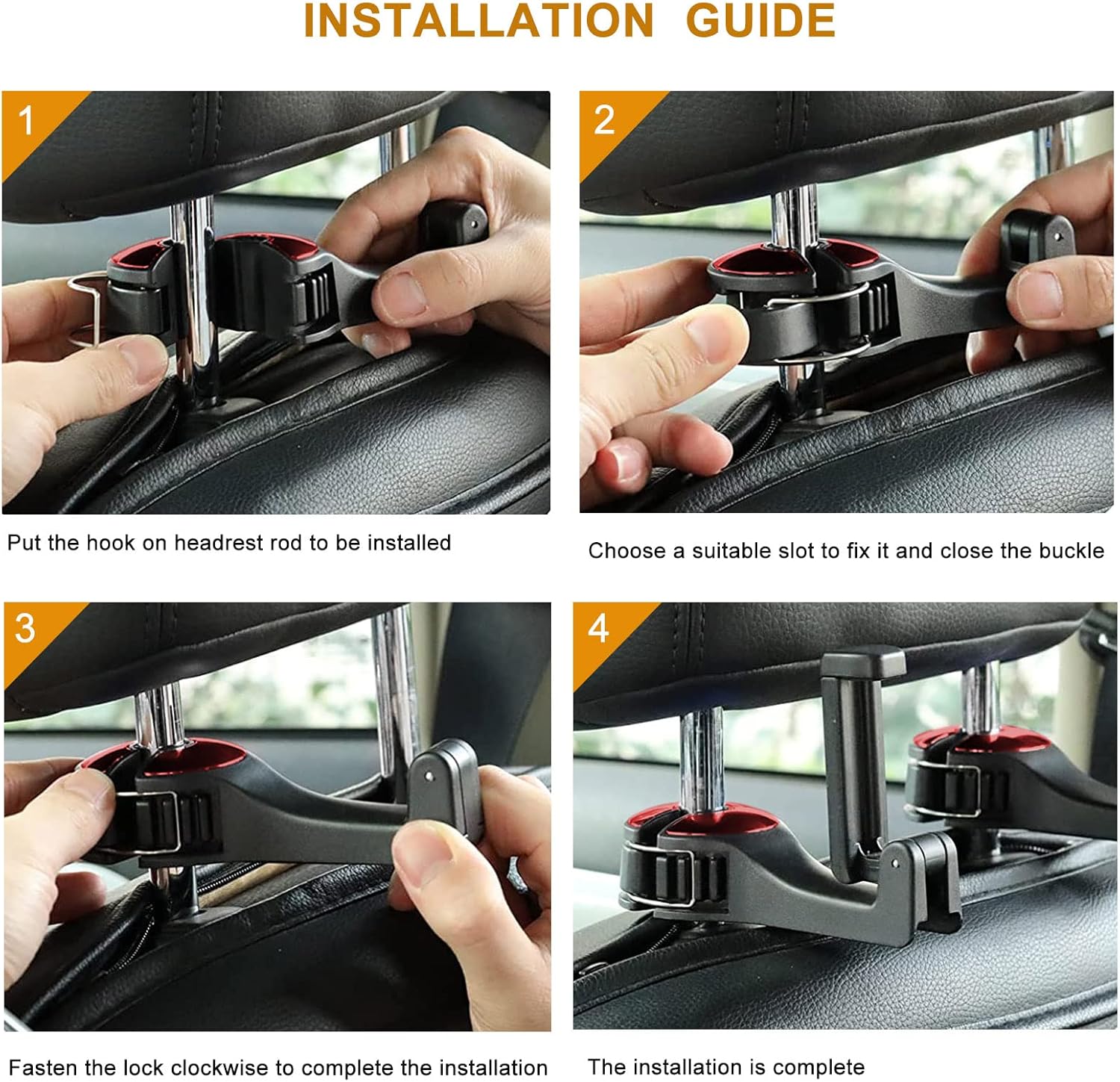 Car Headrest Hidden Hook with Phone Holder 2