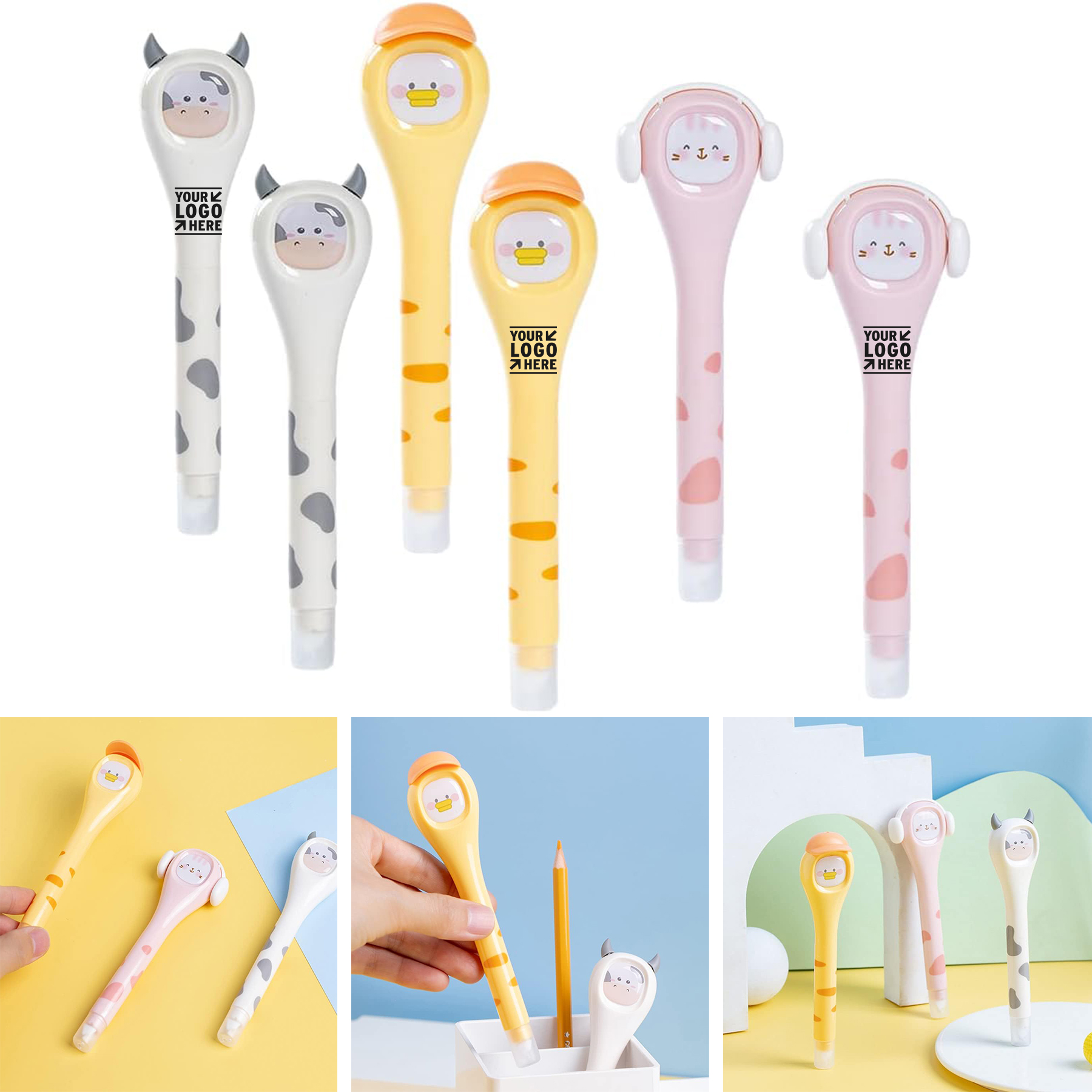 School Office Home Supplies Cute White Correction Writing Tape Pen 2