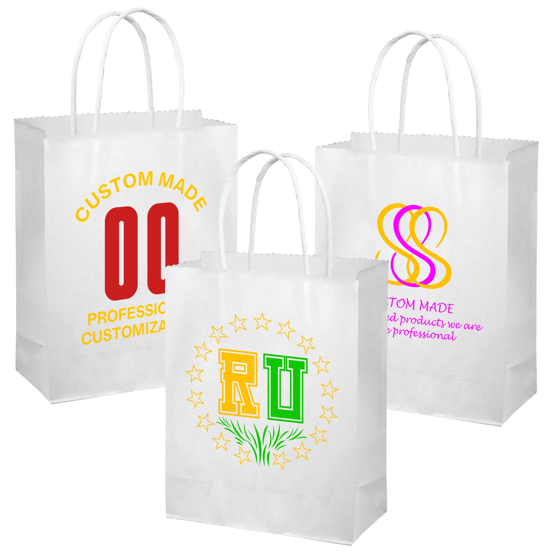 White Kraft Paper Bags with Handles 1