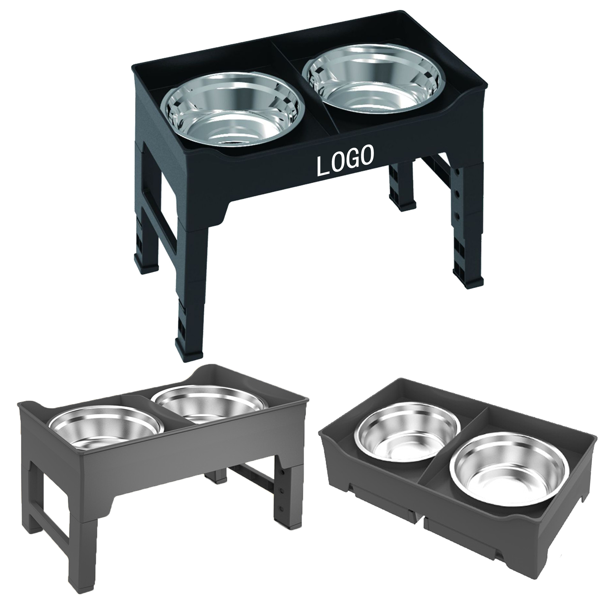 Splash-Proof Adjustable Height Double Slot Neck Guard Pet Bowl 2