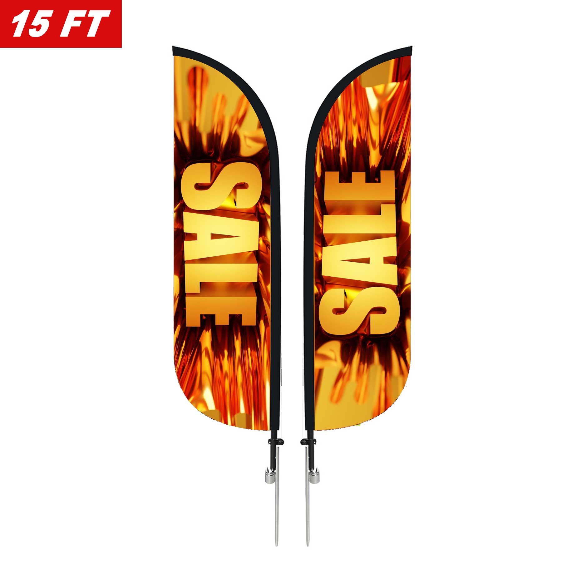 Large 15' Custom Feather Flag Kit Double Sided W/ Spike Base 4