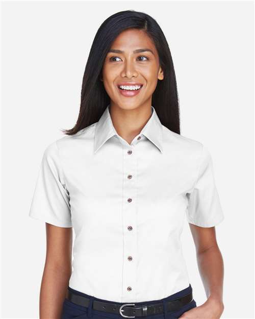 Women's Easy Blend™ Short Sleeve Twill Dress Shirt with Stain-Release - M500SW 34