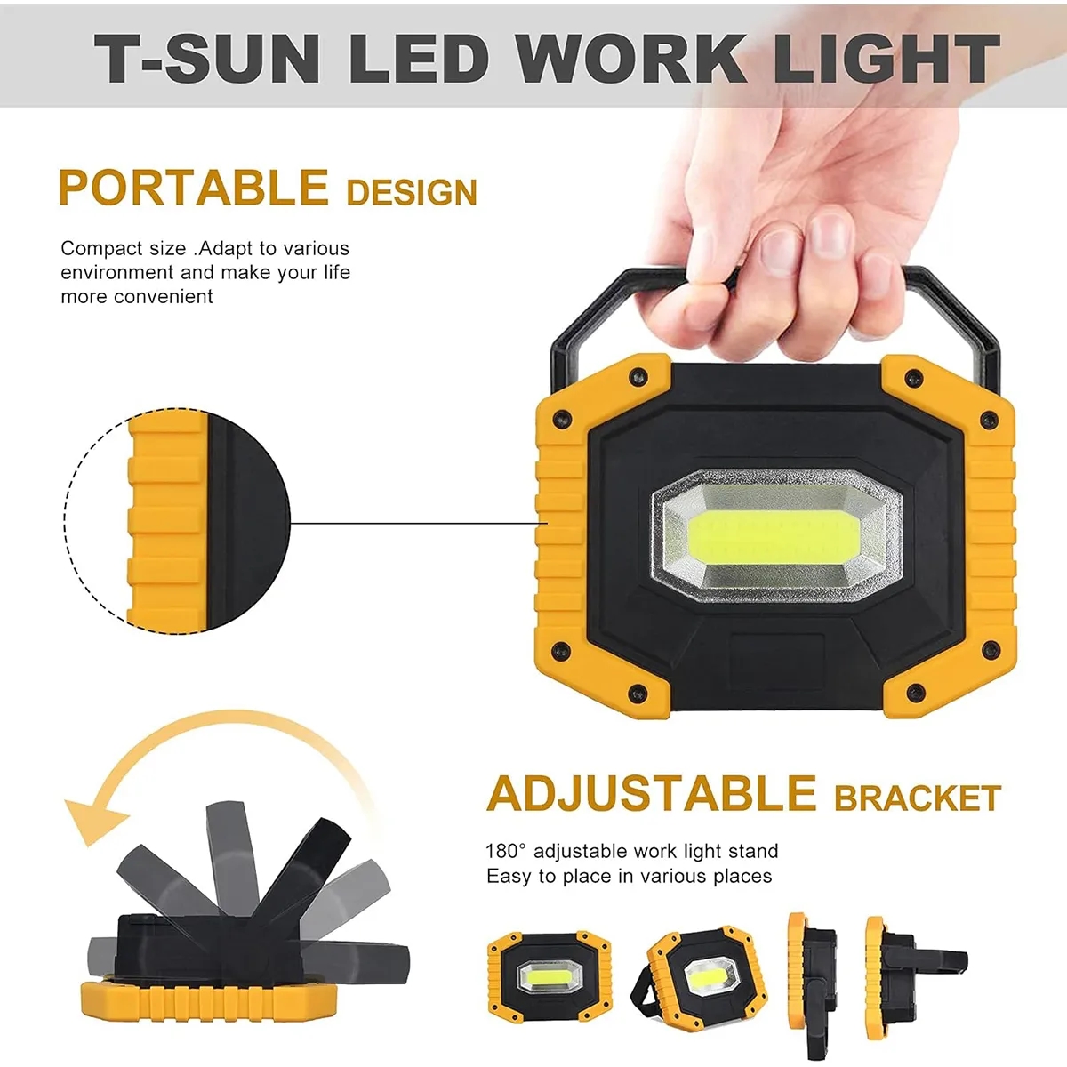 30W Portable  Rechargeable LED Work Light with phone charge 3