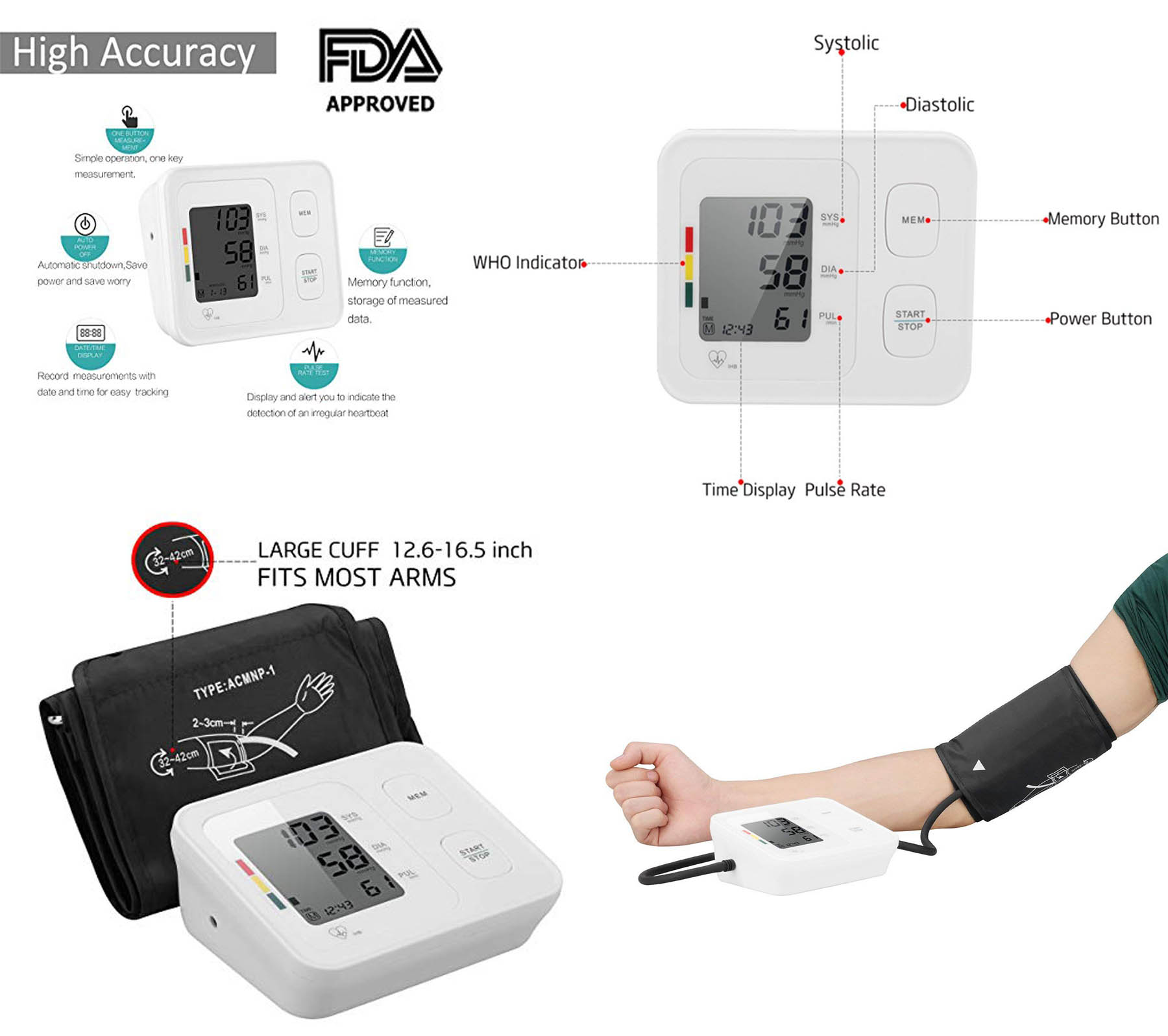 iBank ® Wrist Blood Pressure Monitor, Pulse Rate / Heart Rate Monitor 1