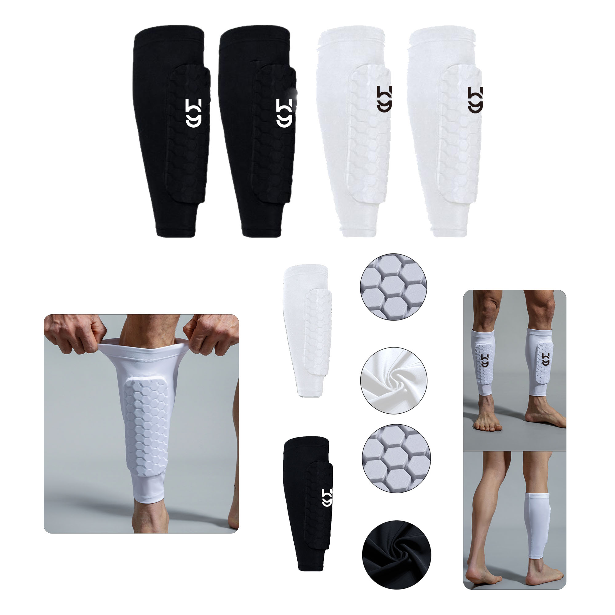 Polyester Football Socks With Honeycomb-Shaped Leg Guards 2
