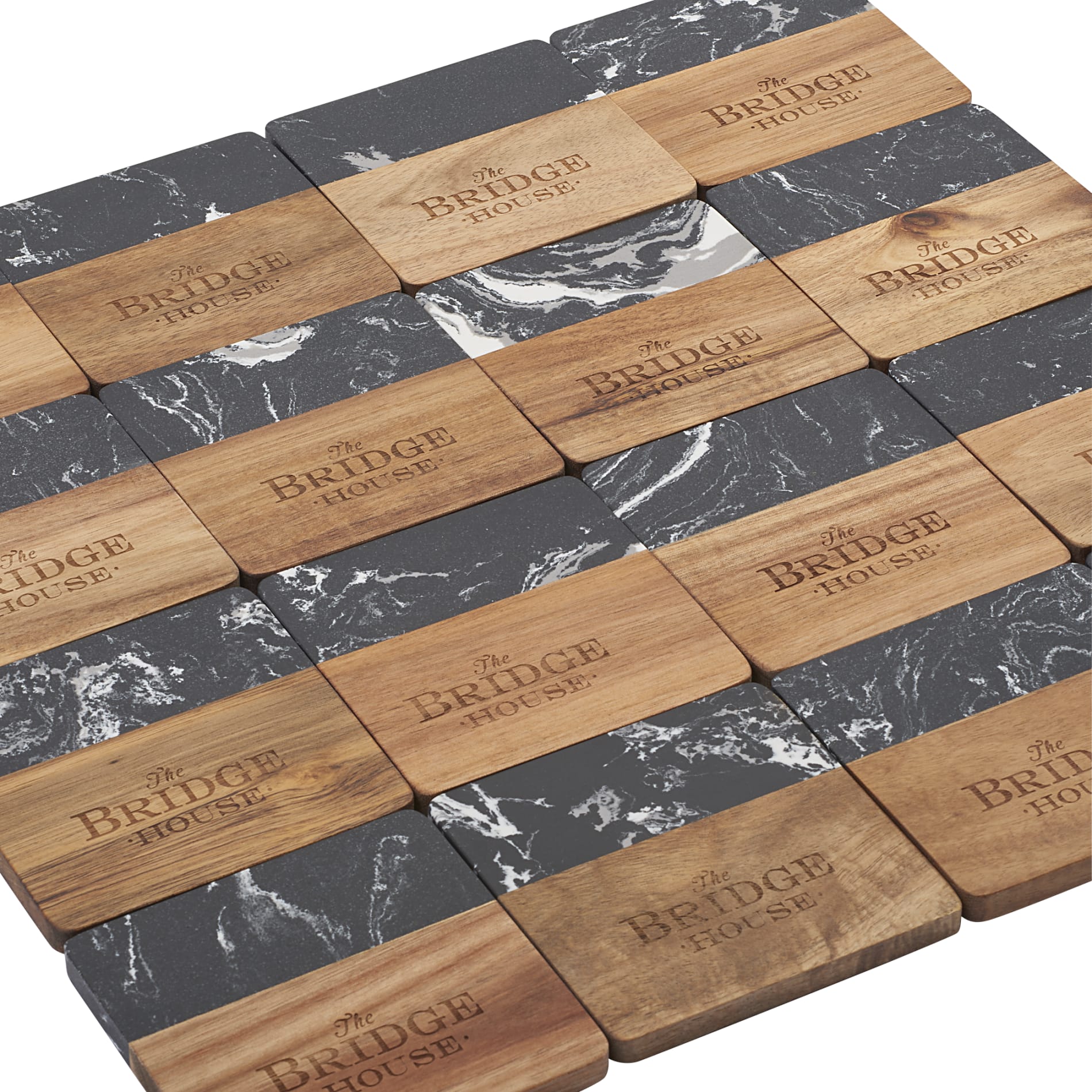 Black Marble and Wood Coaster Set 53