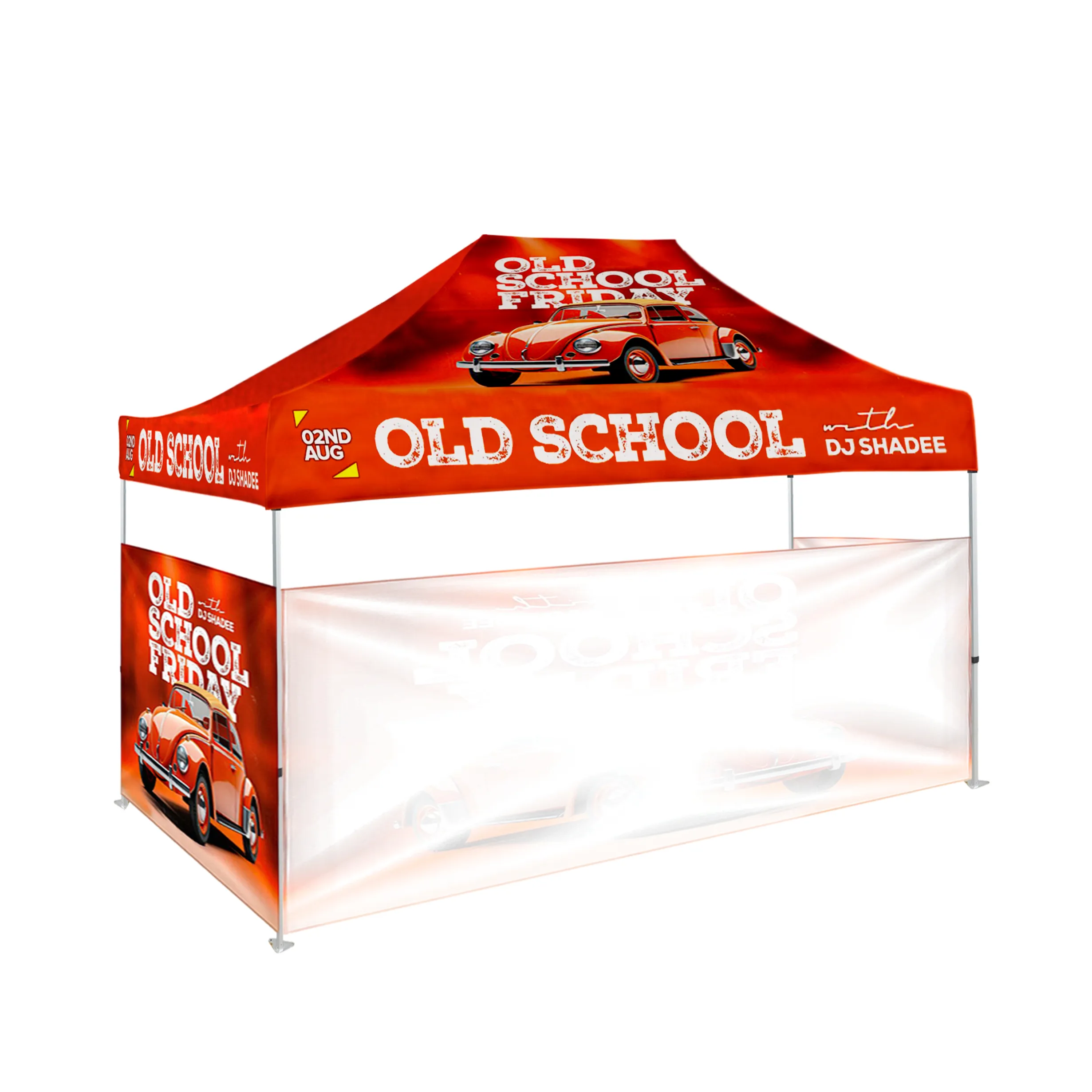 10'x15' Tent Canopy w frame, 2 side half + 1 long half wall 4