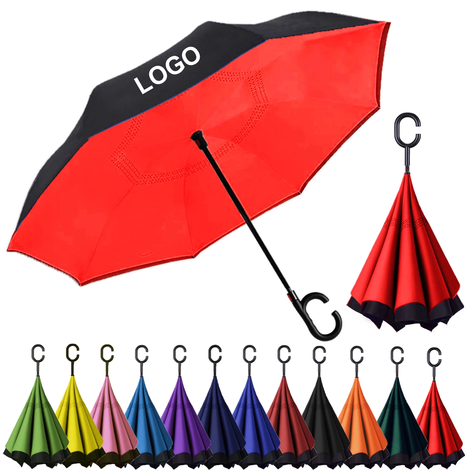 MOQ 30 Pcs 42 Inches Windproof  Inverted Umbrella 8