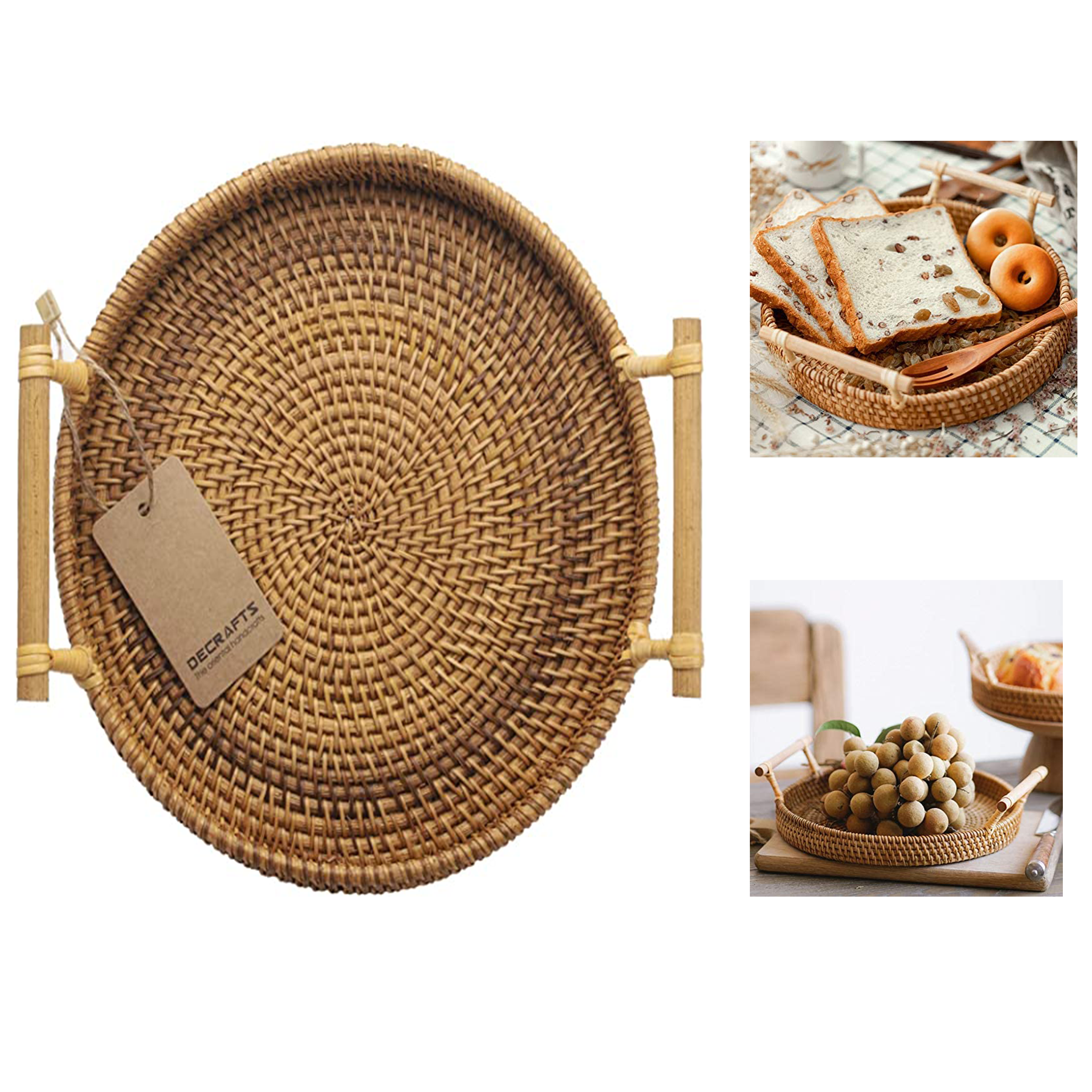11 Inches Round Woven Rattan Tray 2