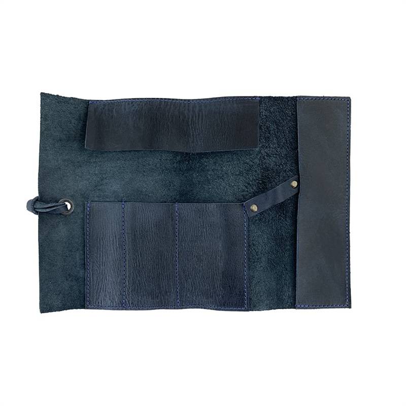 Cowhide Leather Roll Pencil Case Bag 3