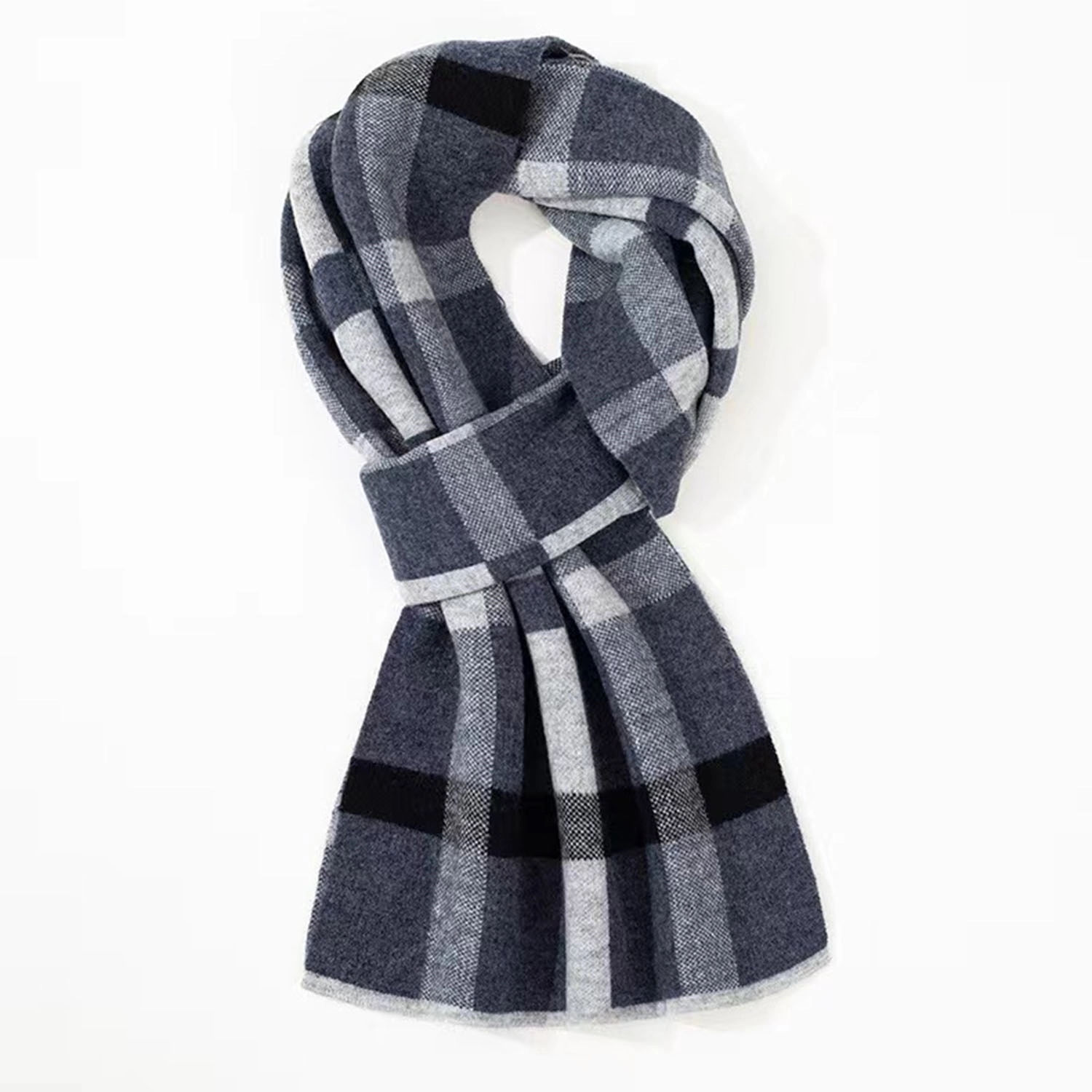 Winter Pure Wool Plaid Business Scarf For Men 3