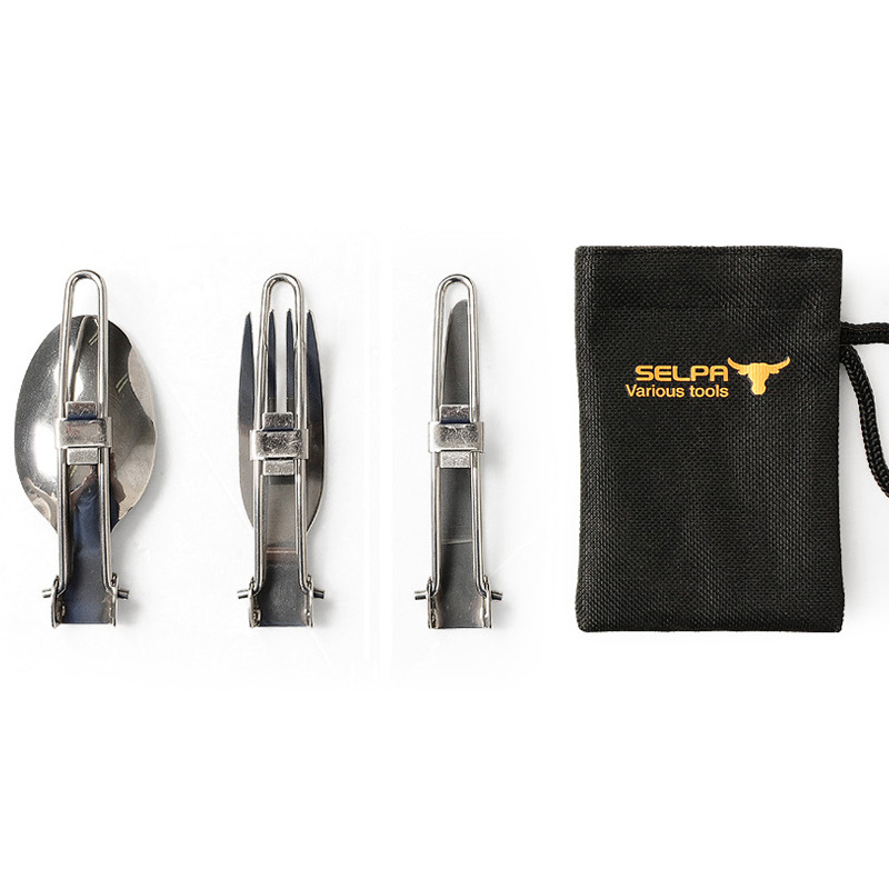 Folding Camping Flatware Sets Spoon Fork Knife 2