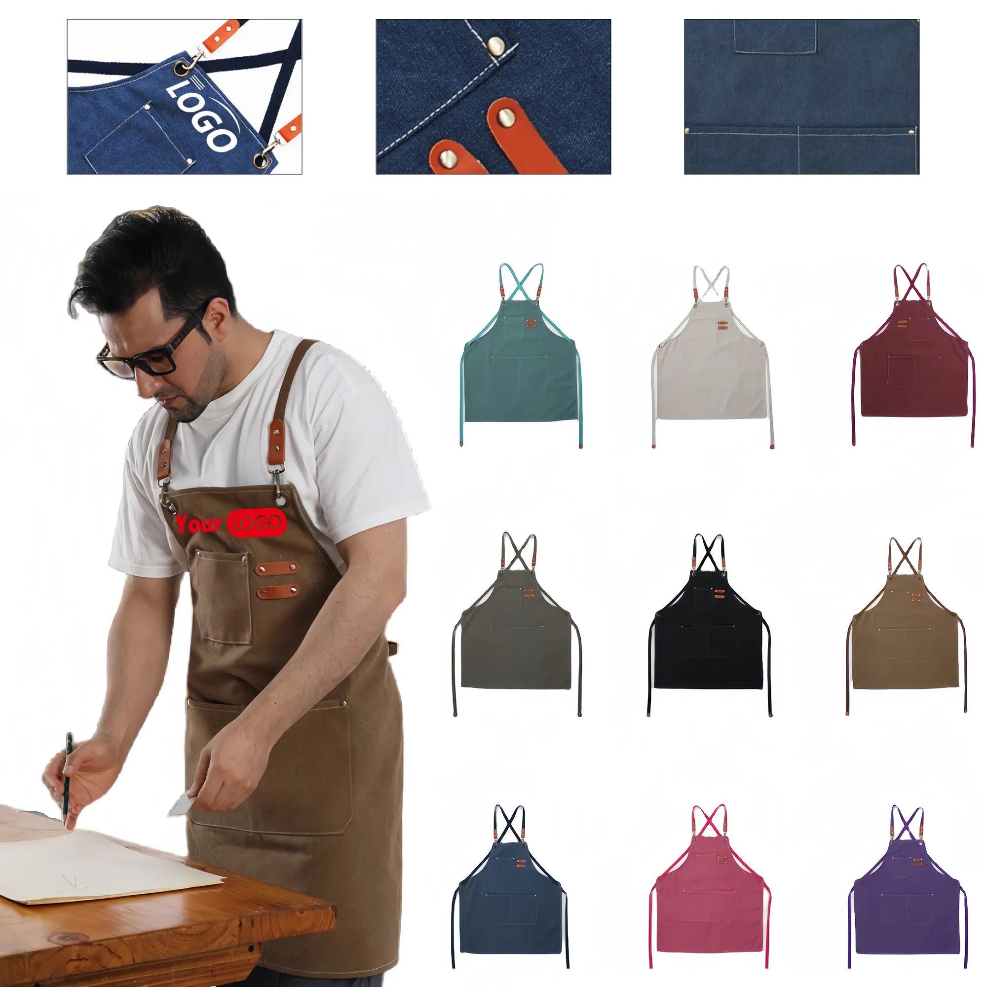 Canvas Apron Gardening, Coffee, Work Pinafore