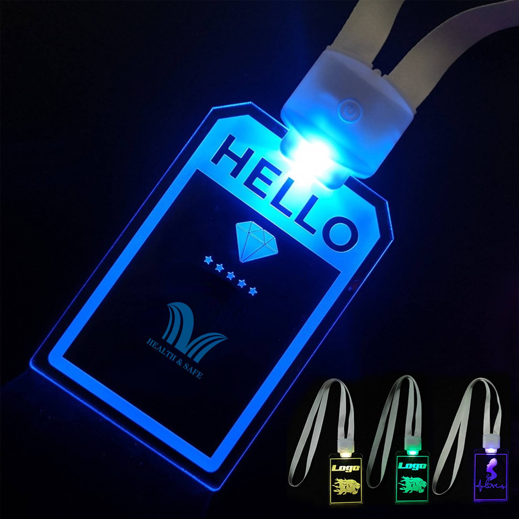 Rechargeable Customized Acrylic LED Luminescent Tag 1
