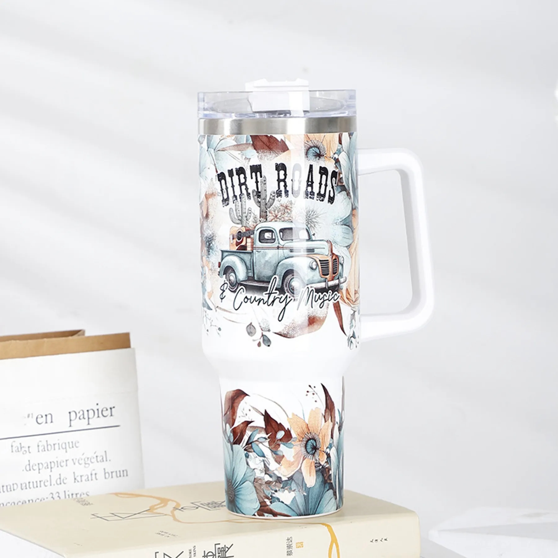 40 Oz Customized Full Color Printed Vacuum Tumbler with Hand 3