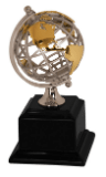 8 3/4" Gold/Silver Globe with Black Piano Finish Base 2