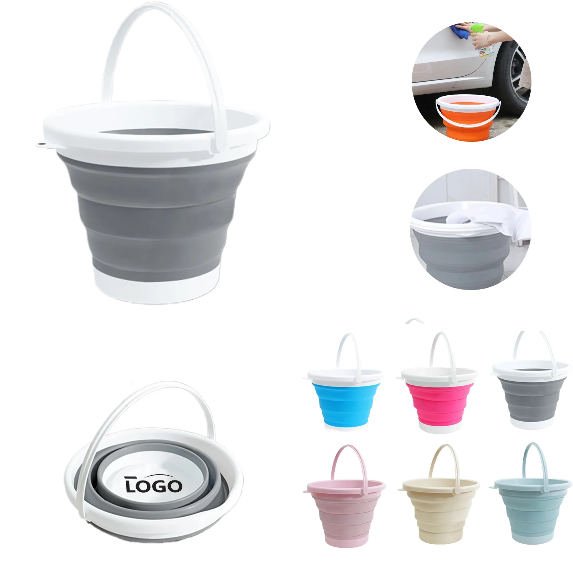 MOQ50 Collapsible Portable Silicone Bucket 11