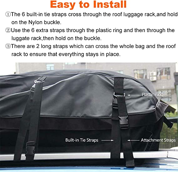 20 Cubic Feet Waterproof Foldable Self-driving Tour Equipment Roof Cargo Carrier 8