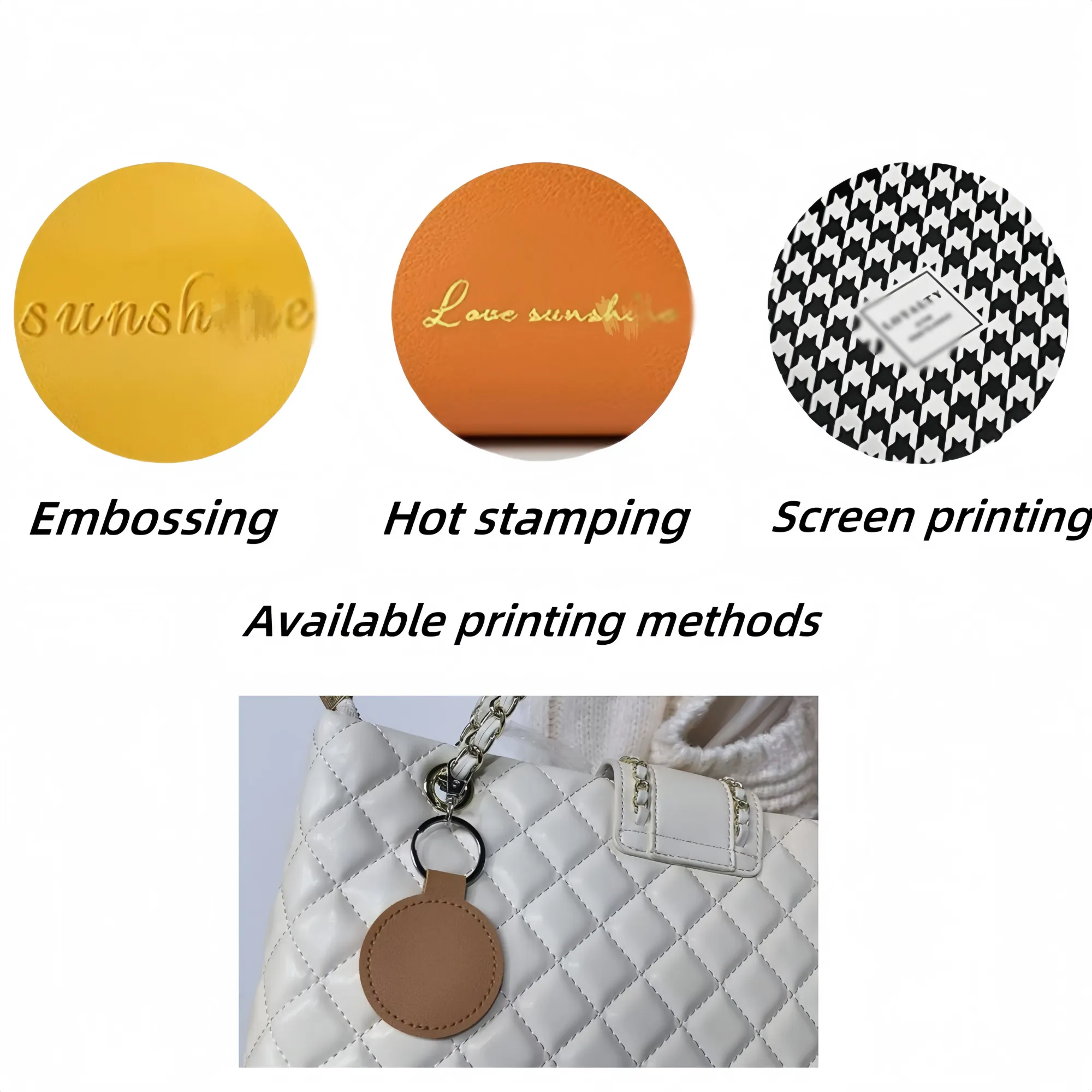 Custom Round PU Leather Keychain 4