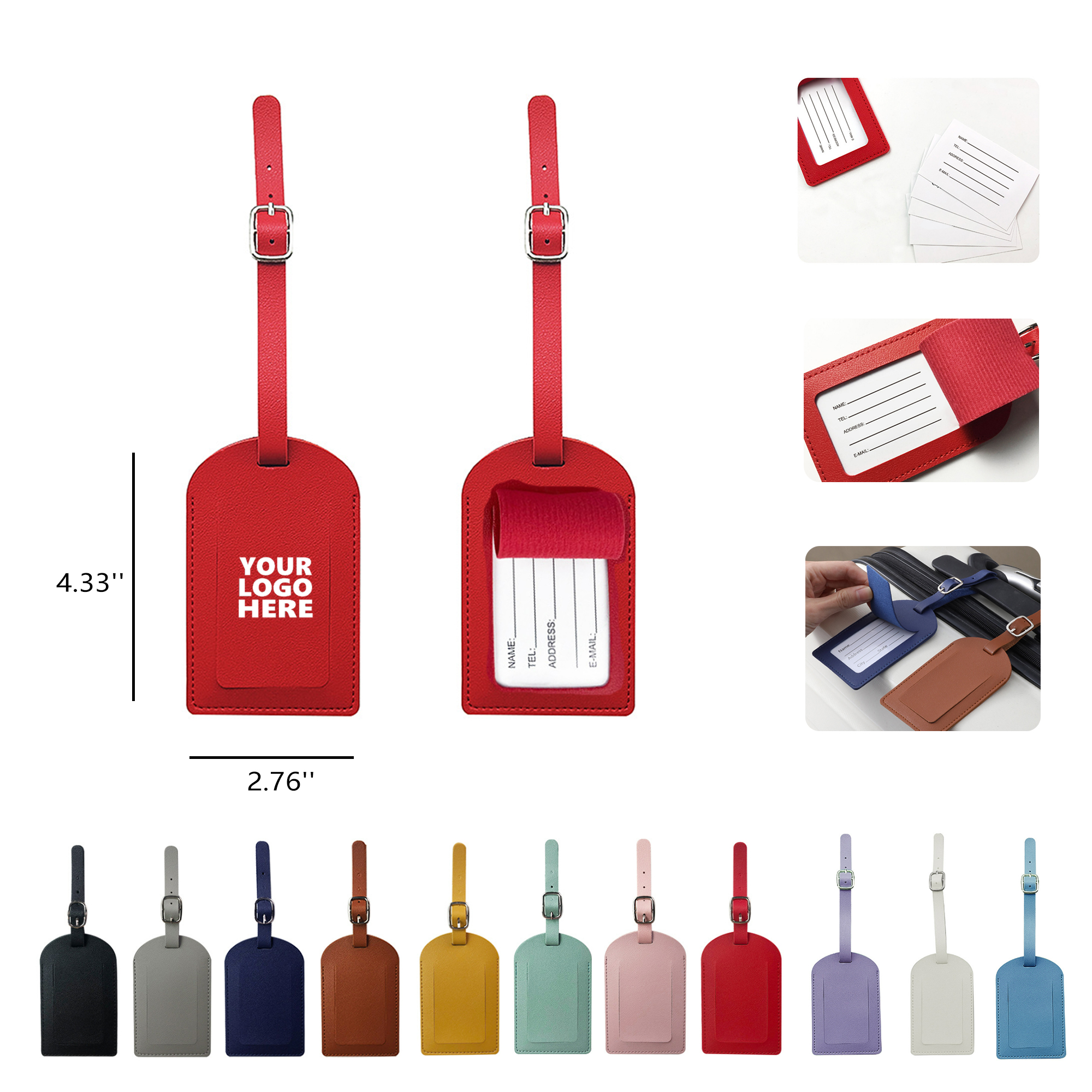 PU Leather Luggage Tag with Adjustable Strap MOQ 50 2