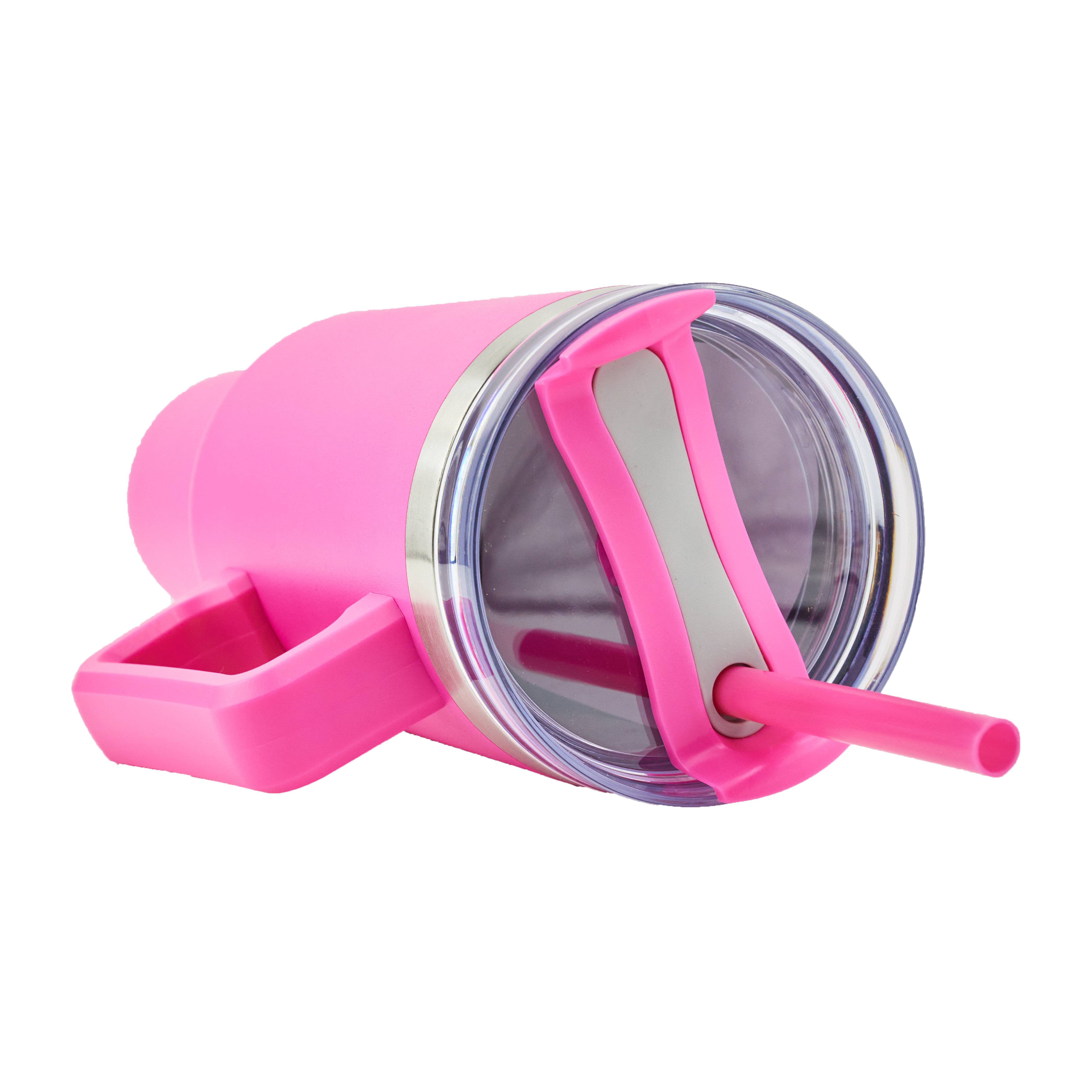 Oceanside 40oz Double Wall Stainless Steel Vacuum Insulated Tumbler with Handle and Straw (Pink) 4