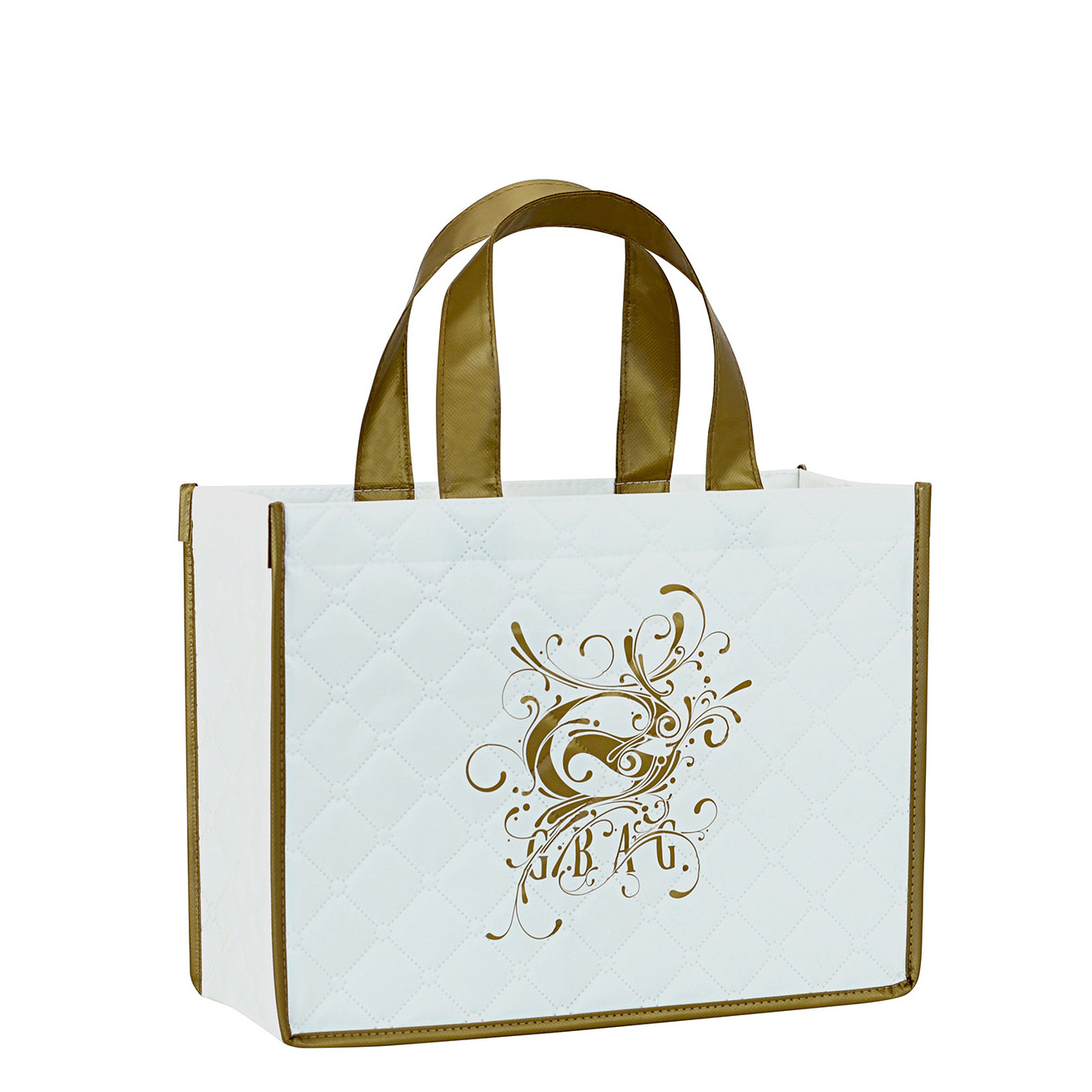 Custom 200g Laminated Non-Woven Quilted Tote Bag 13"x10"x5" 1